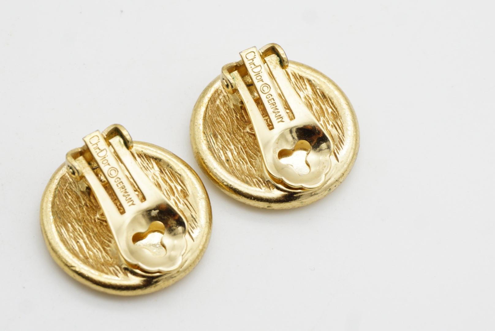 Christian Dior Vintage 1980s Logo Insignia Initial Monogram Medallion Earrings For Sale 7