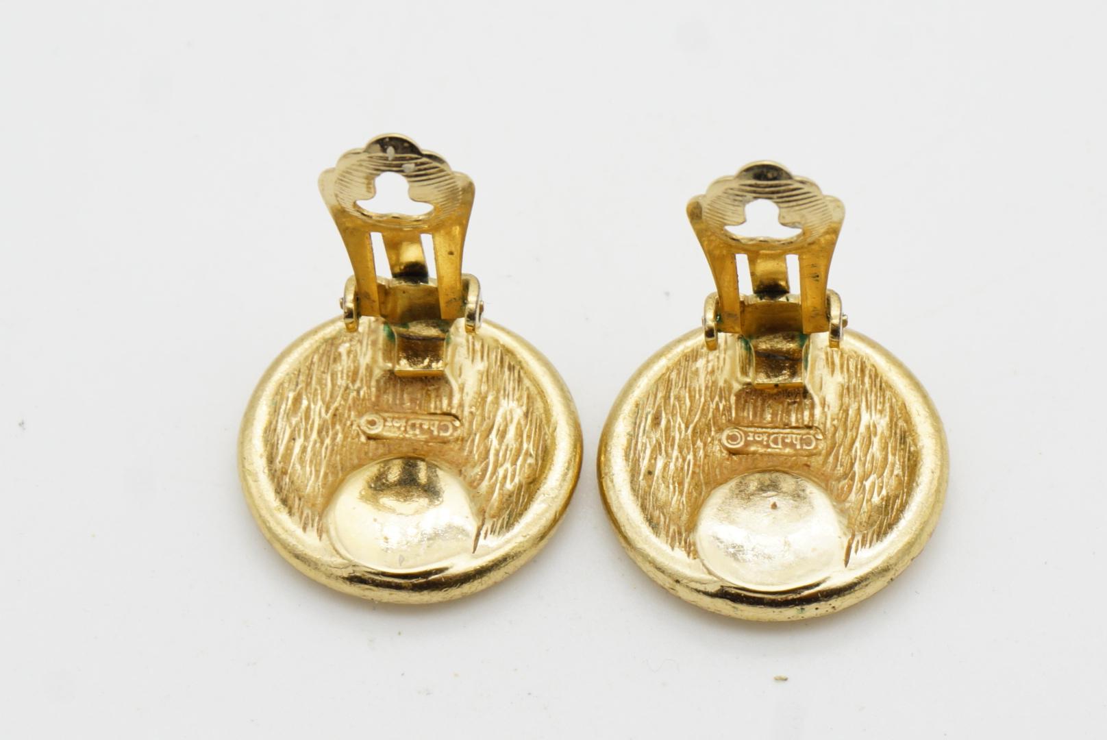 Christian Dior Vintage 1980s Logo Insignia Initial Monogram Medallion Earrings For Sale 8