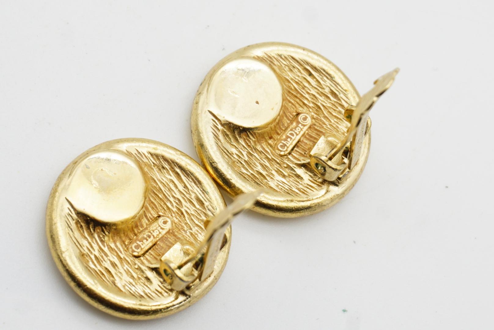 Christian Dior Vintage 1980s Logo Insignia Initial Monogram Medallion Earrings For Sale 9