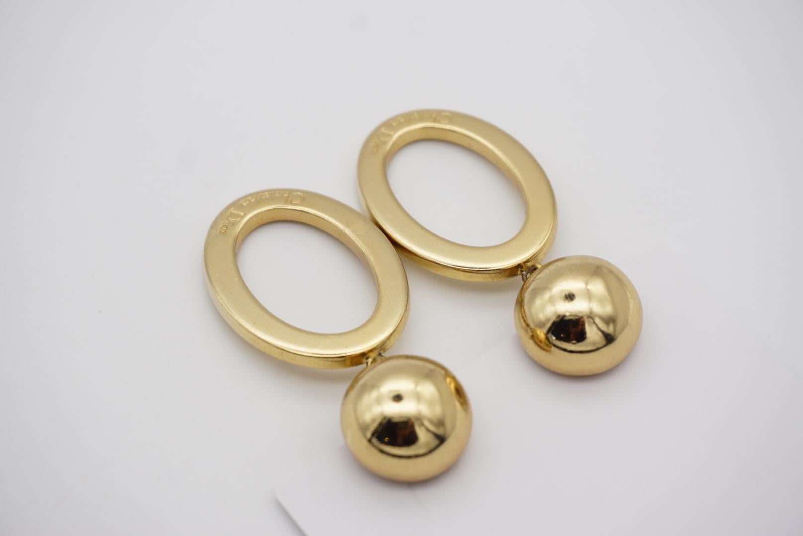 Christian Dior Vintage Años 80 Logo Ovalado Largo Pendientes de Clip con Caída en venta 5