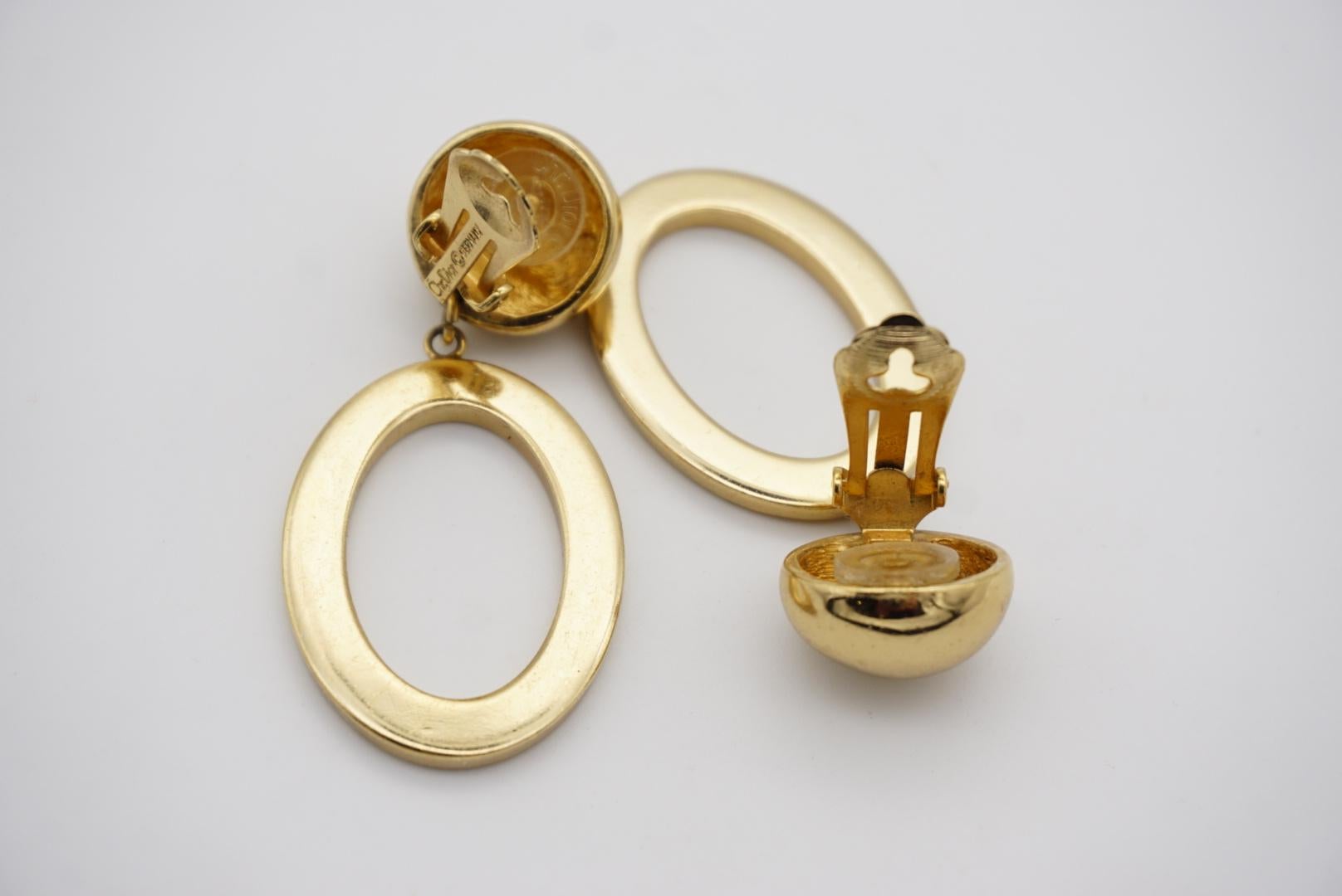 Christian Dior Vintage Años 80 Logo Ovalado Largo Pendientes de Clip con Caída en venta 7