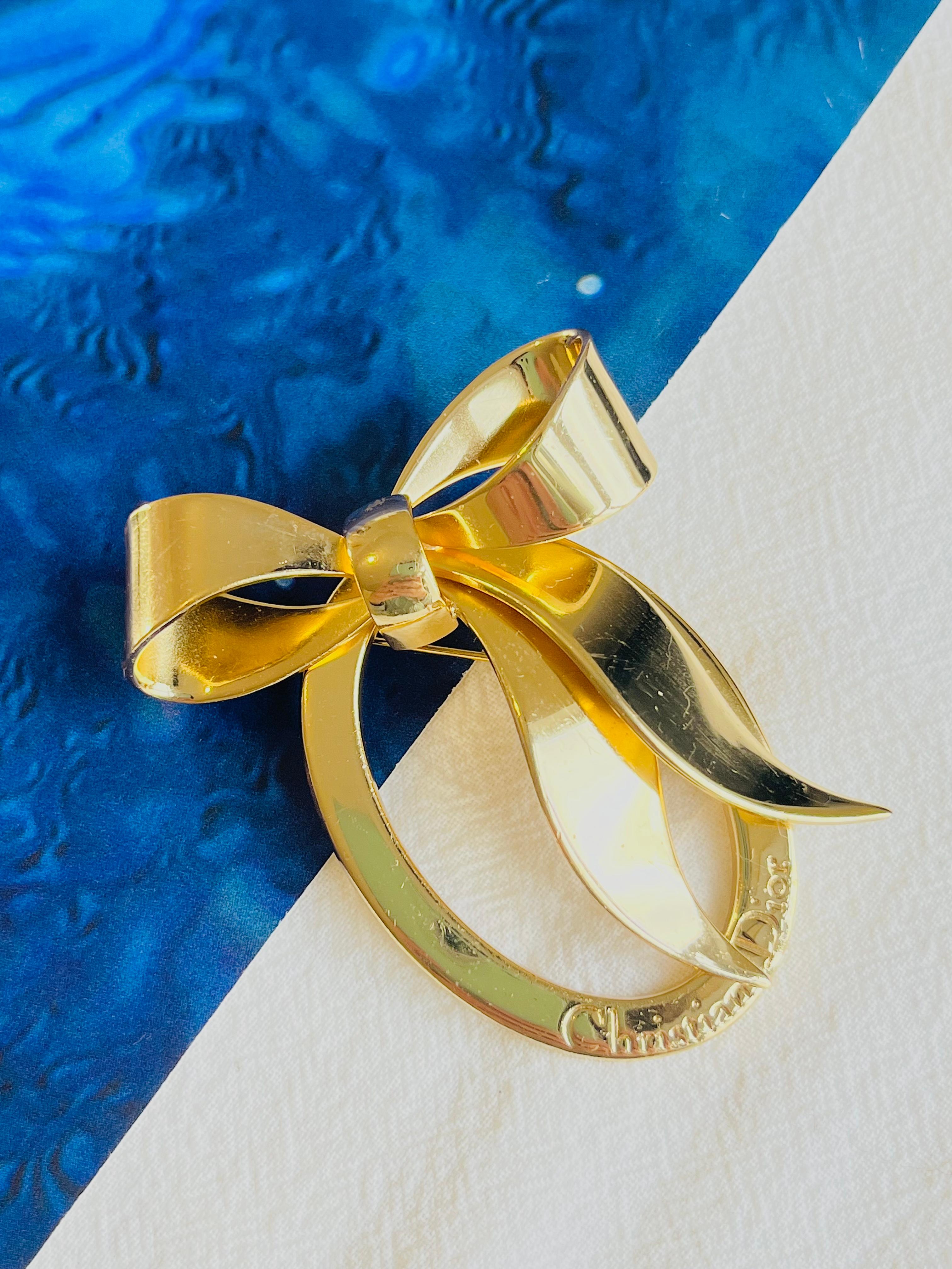Women's or Men's Christian Dior Vintage 1980s Logo Monogram Floppy Bow insignia Ribbon Brooch