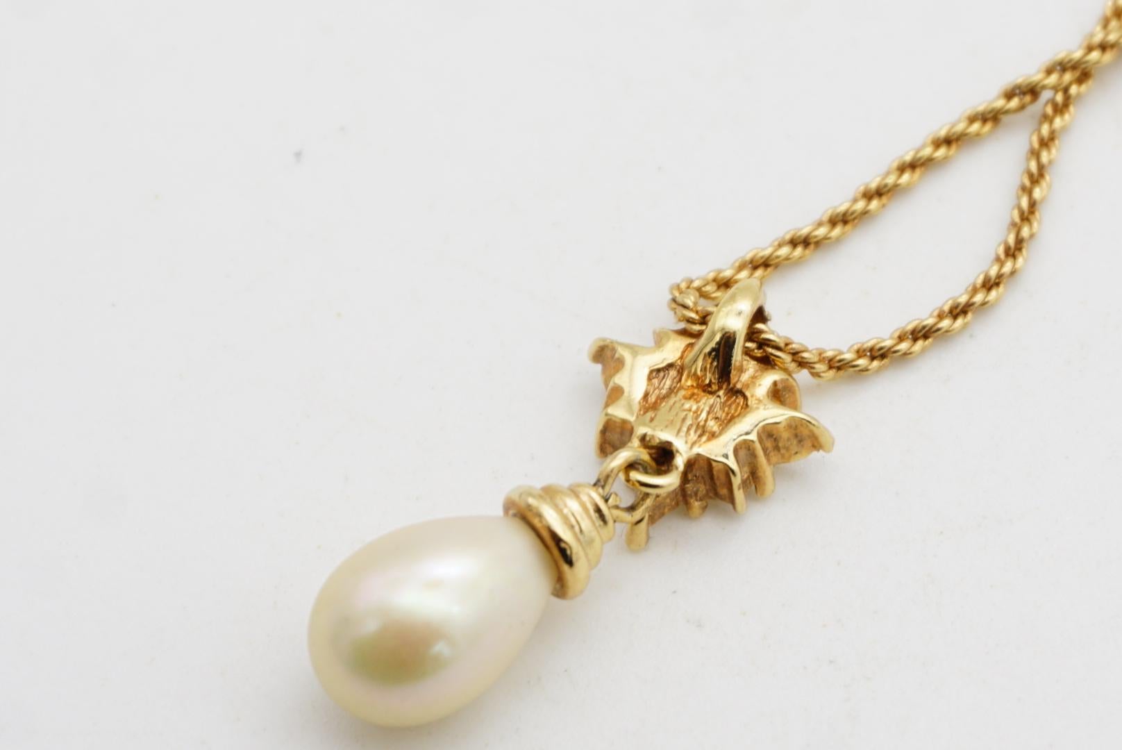 Christian Dior Collana vintage anni '80 con cristalli marquise e perle bianche a goccia d'acqua in vendita 5