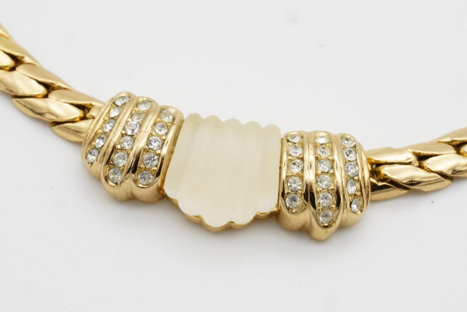 Christian Dior Vintage anni '80 Collana con cristalli cabochon di conchiglia opaca e gelata bianca in vendita 6