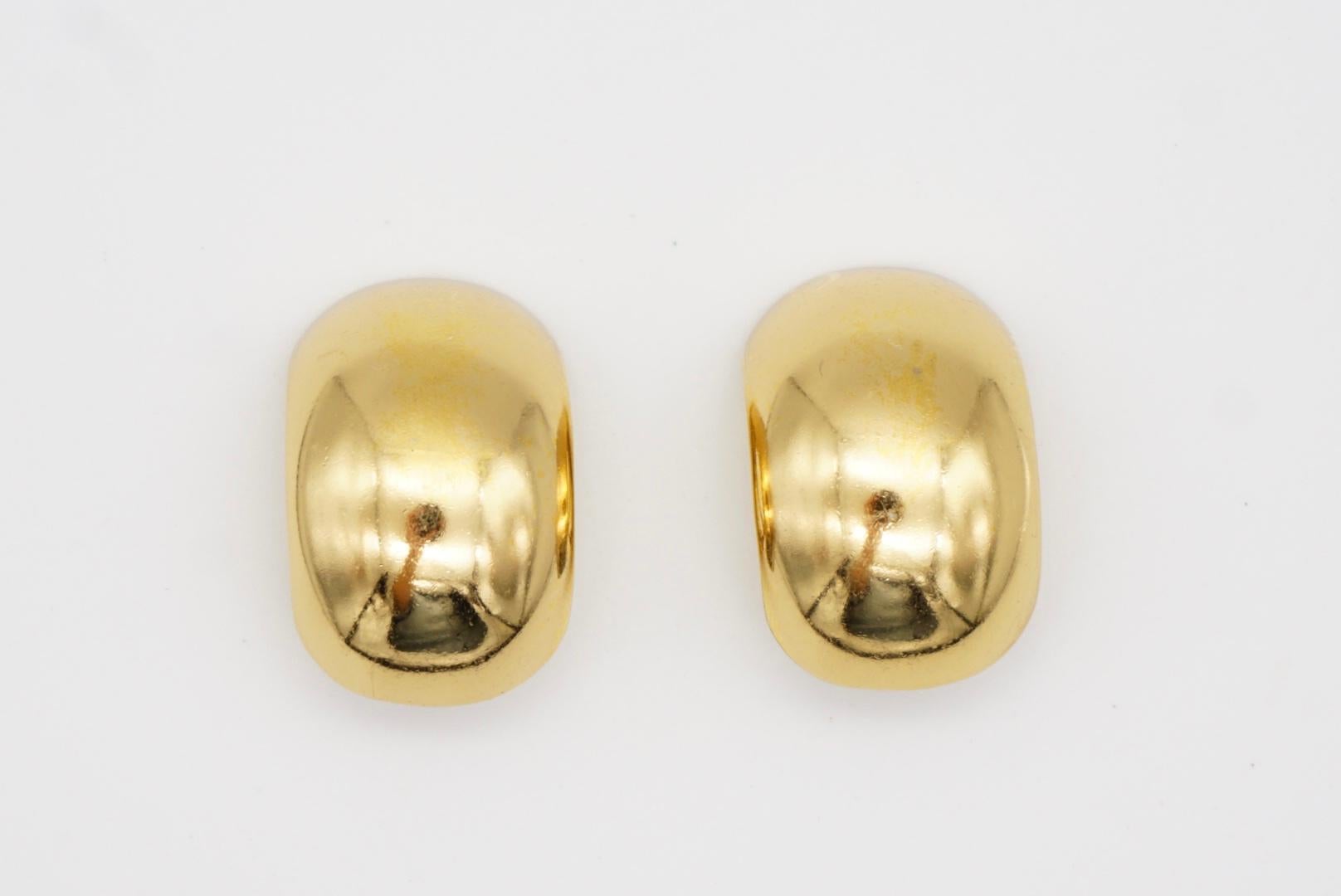 Christian Dior Vintage 1980s Modernist Glow Demi Hoop Oval Gold Clip On Earrings 3