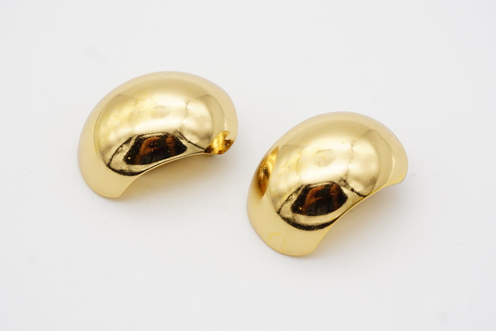 Christian Dior Vintage 1980s Modernist Glow Demi Hoop Oval Gold Clip On Earrings 5