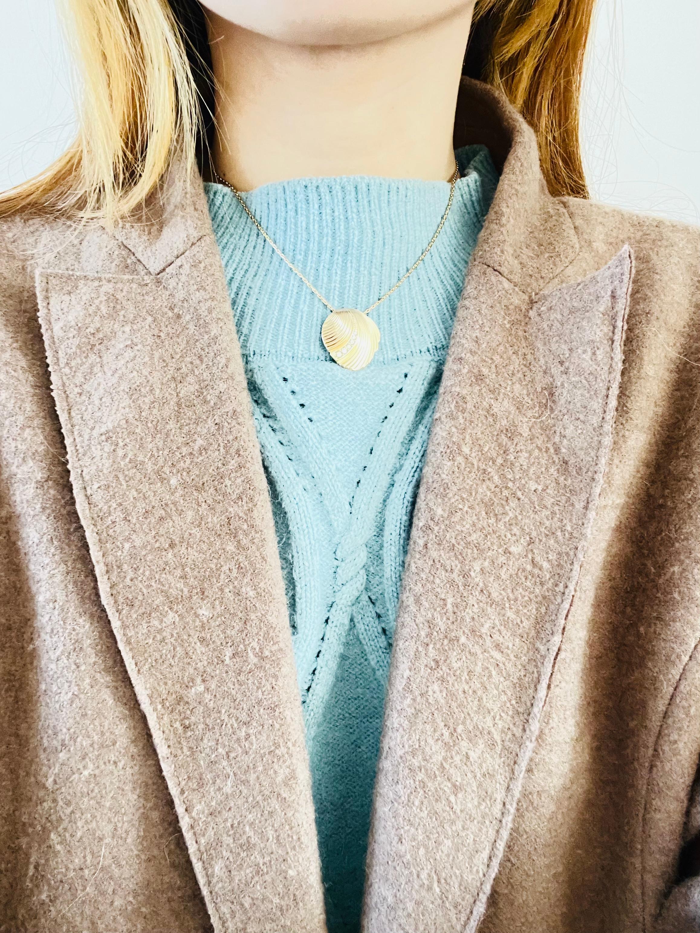 Christian Dior Vintage 1980er Jahre Abnormal Shell Kristalle Anhänger Modernist Halskette im Angebot 1