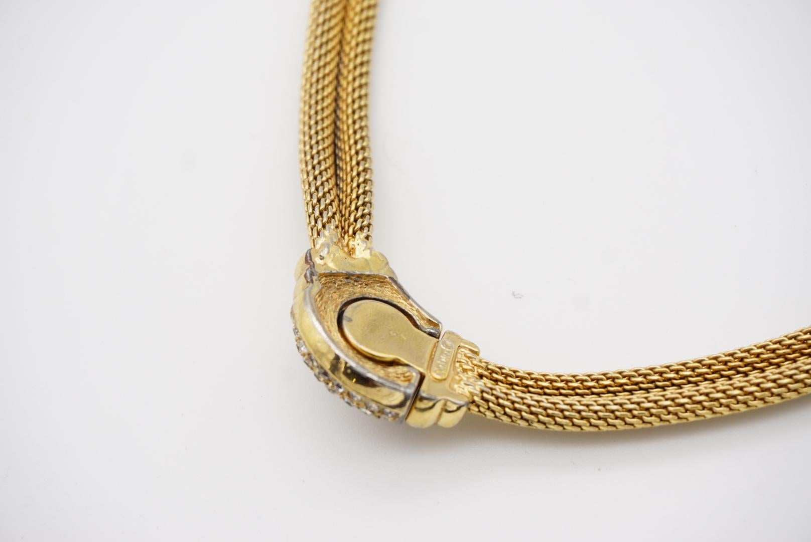 Christian Dior Vintage anni '80 Collana ovale con perle, cristalli e bottoni di serpente Omega in vendita 13