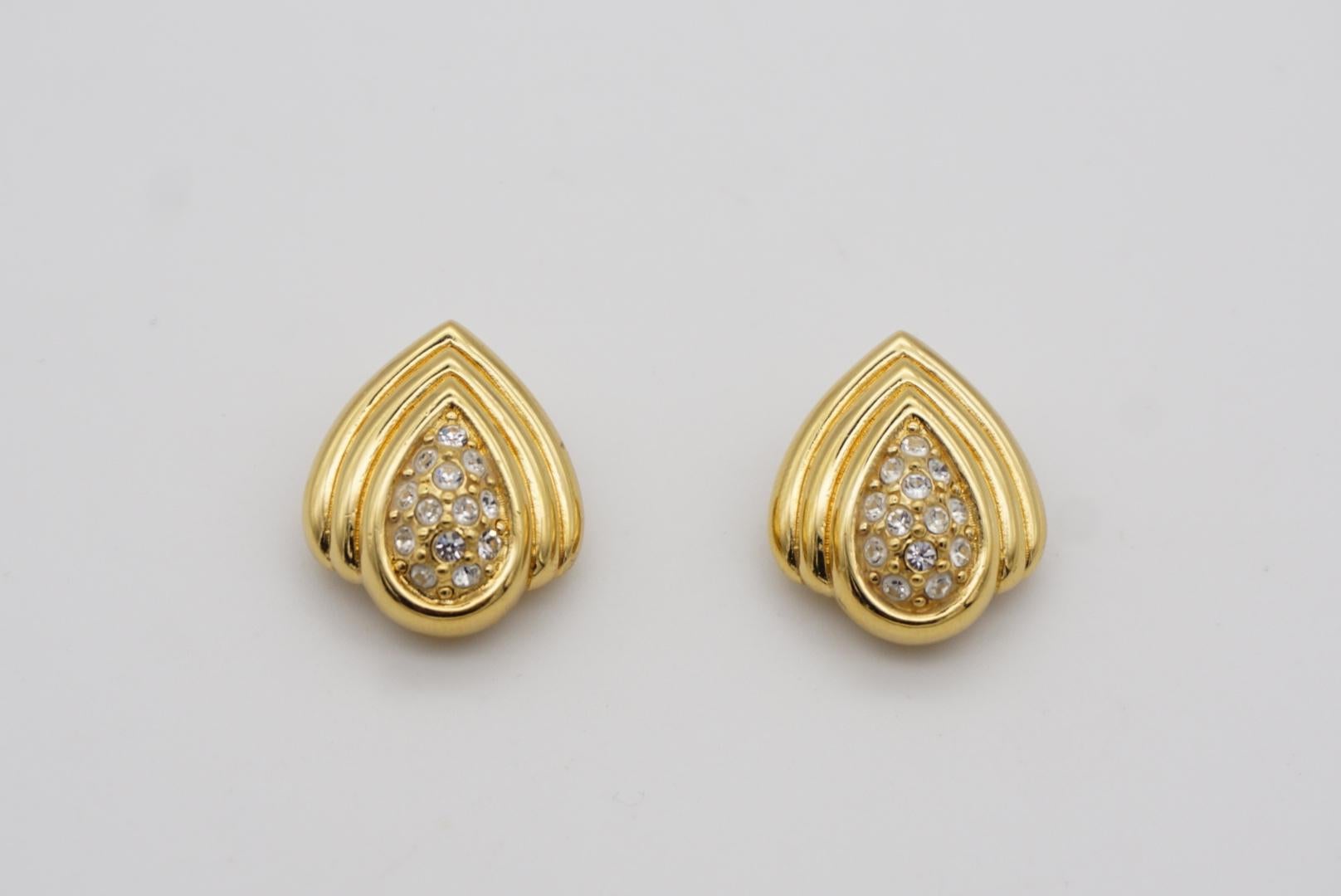 Christian Dior Vintage 1980s Oval Tear Water Drop Cluster Crystal Clip Earrings For Sale 3