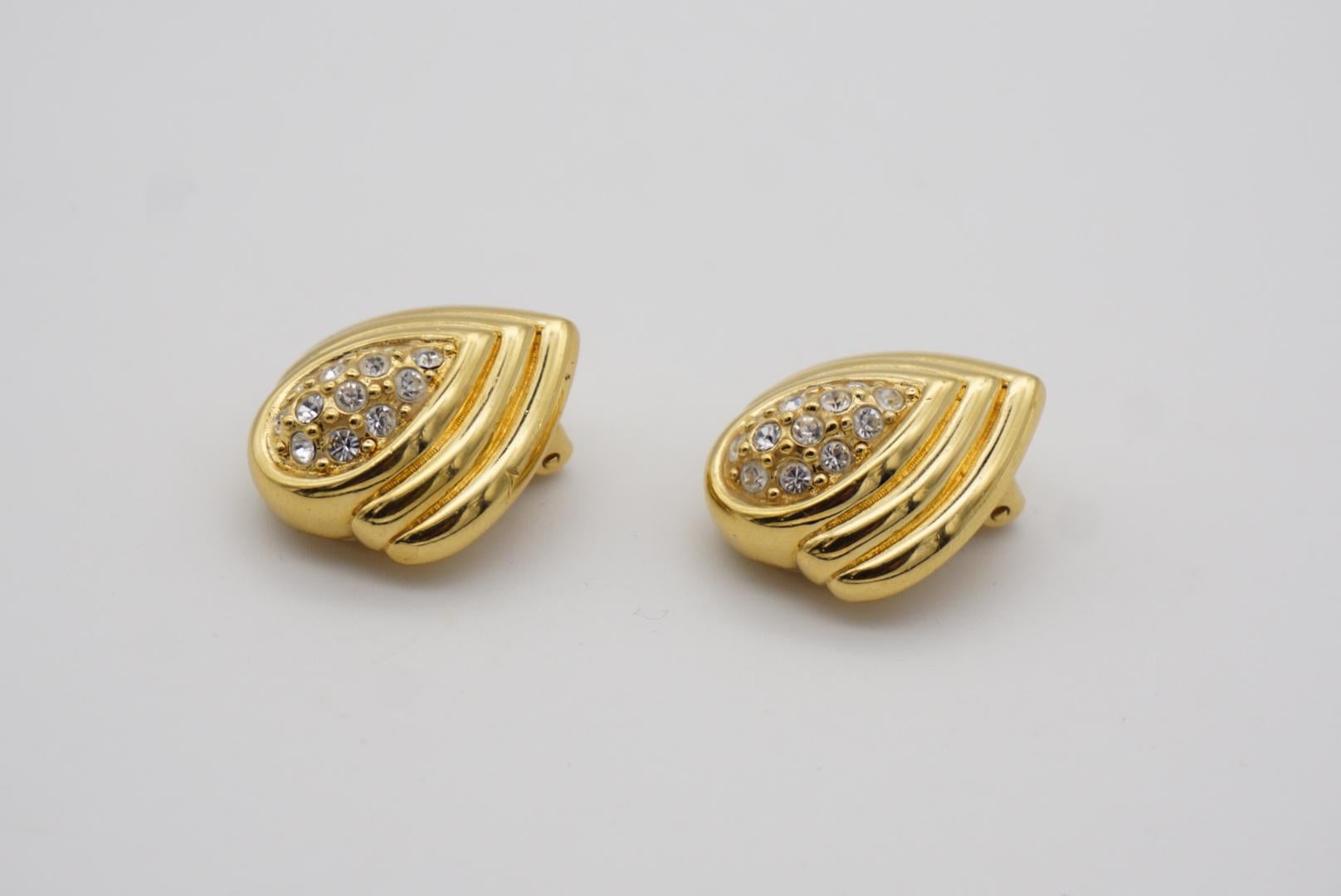 Christian Dior Vintage 1980s Oval Tear Water Drop Cluster Crystal Clip Earrings For Sale 4