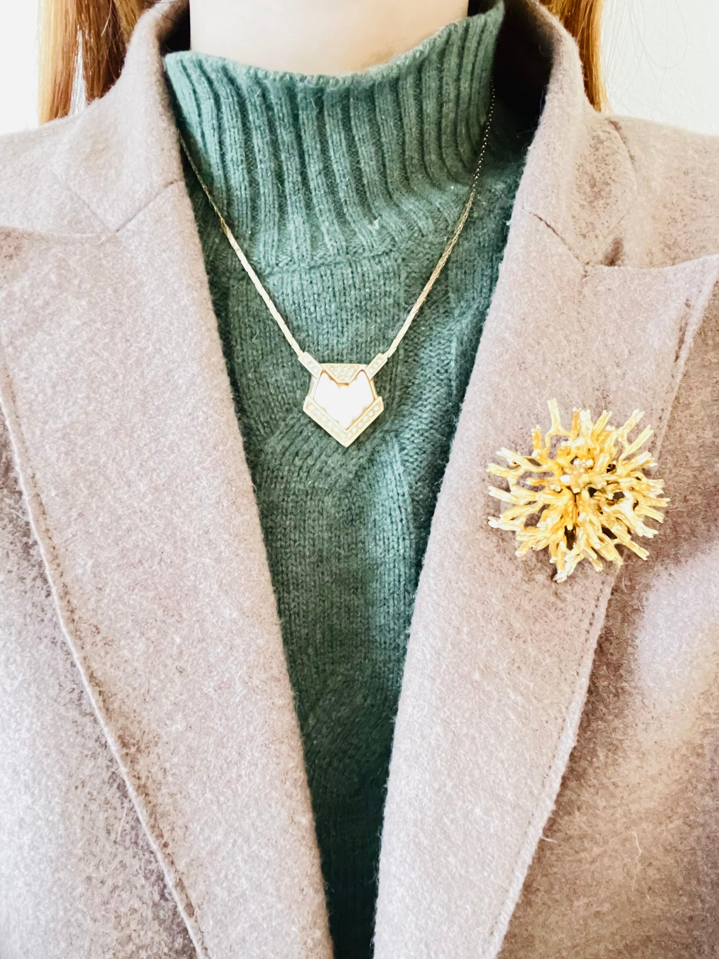 Women's Christian Dior Vintage 1980s Pentagon Triangle White Pendant Crystals Necklace For Sale