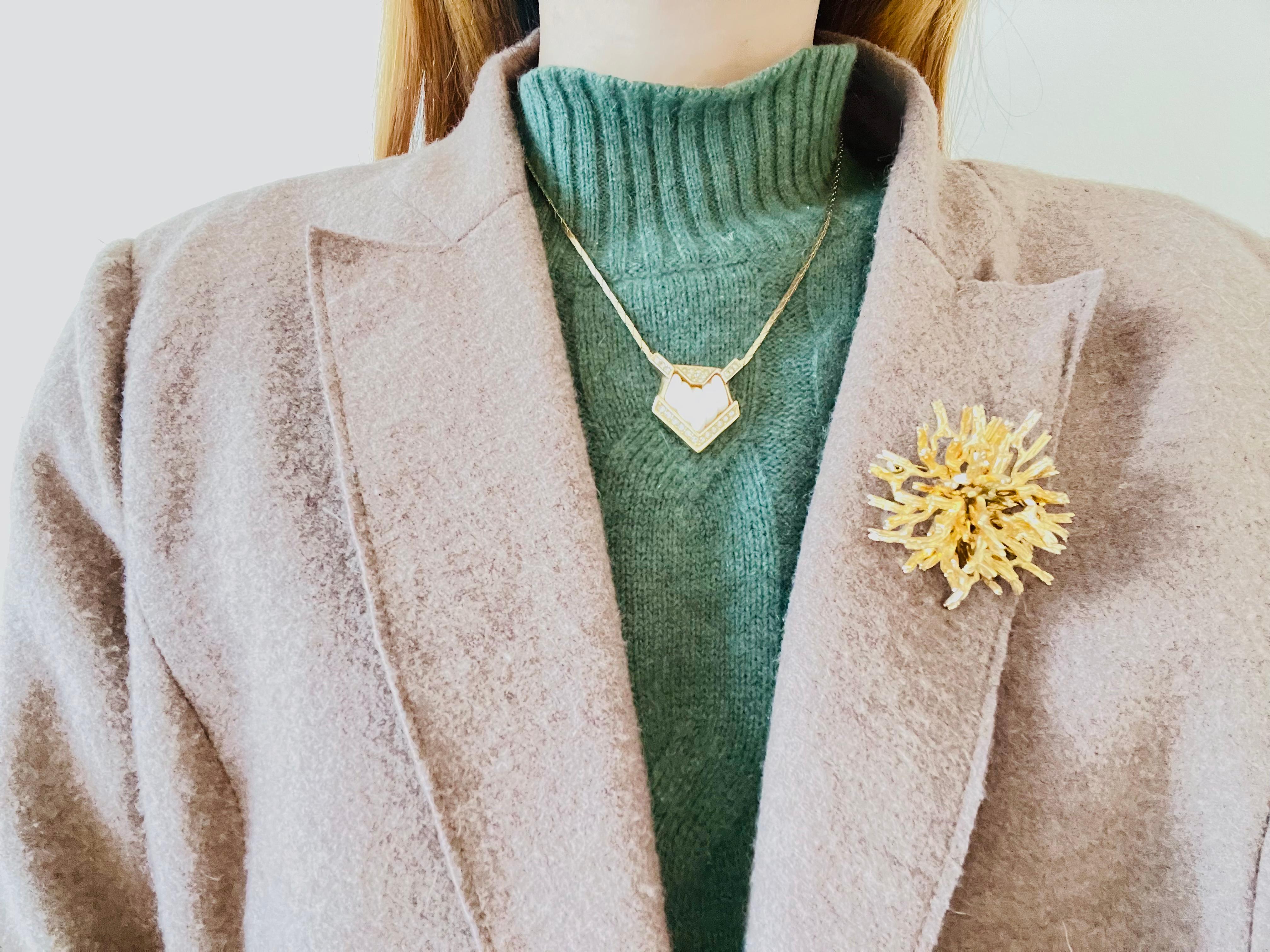 Christian Dior Vintage 1980s Pentagon Triangle White Pendant Crystals Necklace For Sale 1