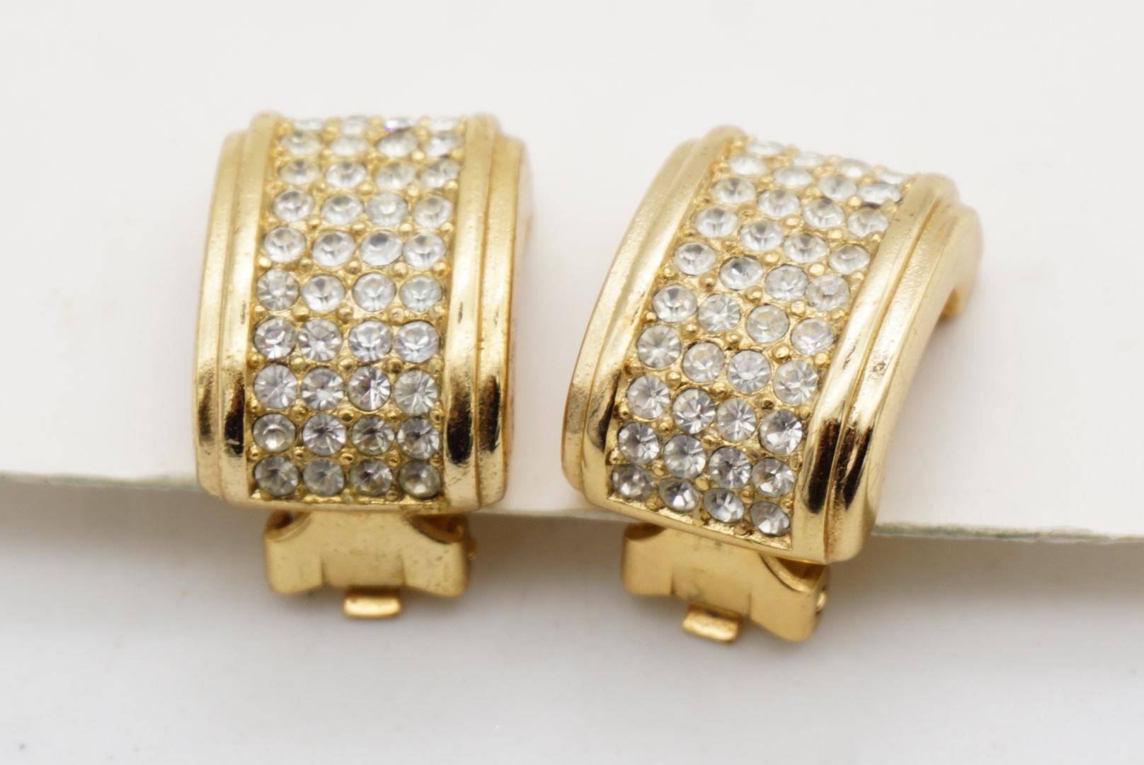 Christian Dior Vintage 1980s Rechteck Ganzkristalle Kuppel Gold Clip Ohrringe im Angebot 5