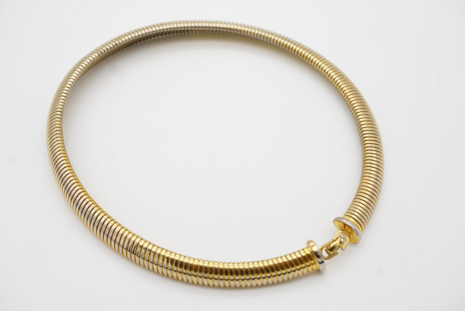 Christian Dior Vintage 1980s Ribbed Omega Snake Chunky Collar Choker Necklace 5
