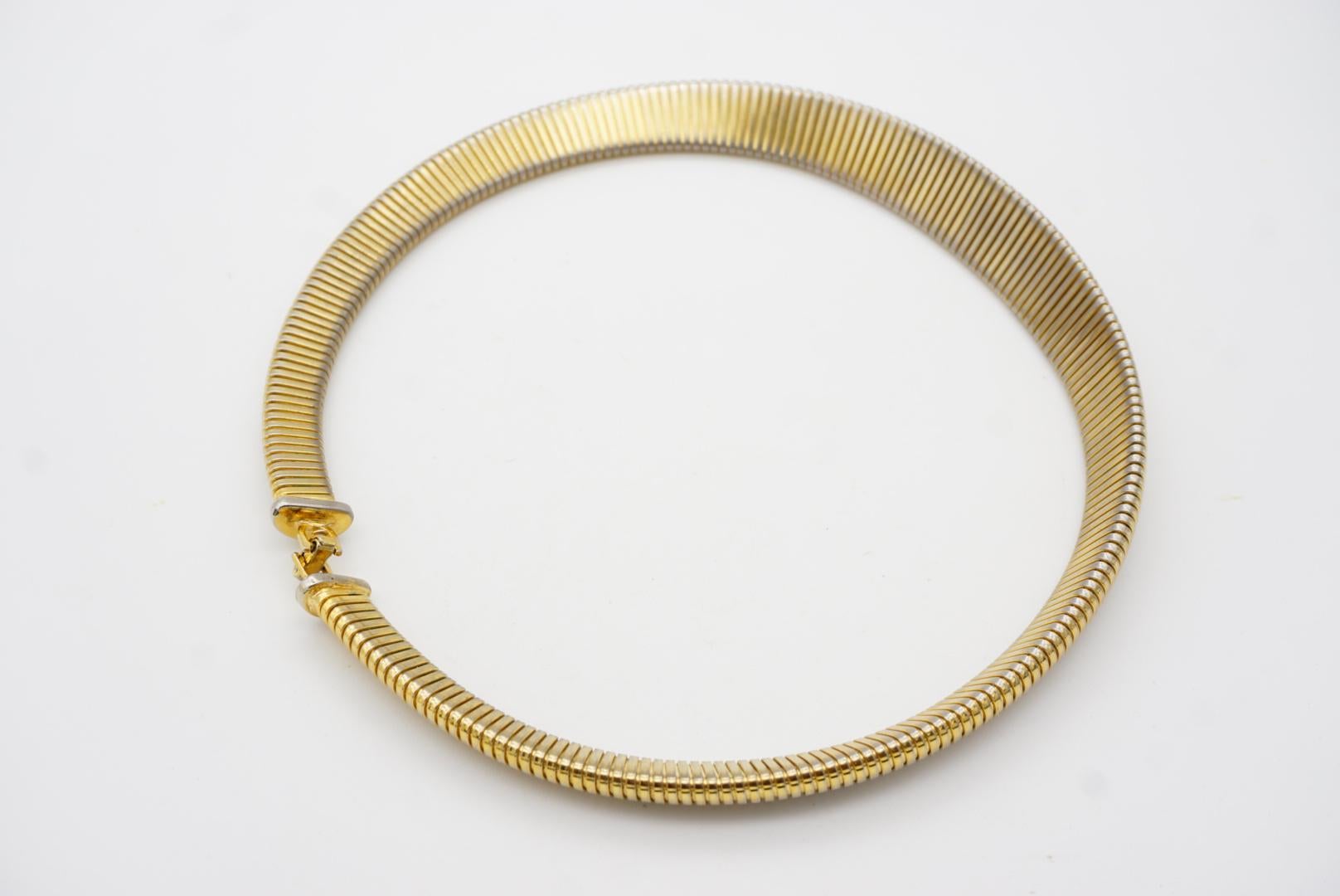 Christian Dior Vintage 1980s Ribbed Omega Snake Chunky Collar Choker Necklace 7