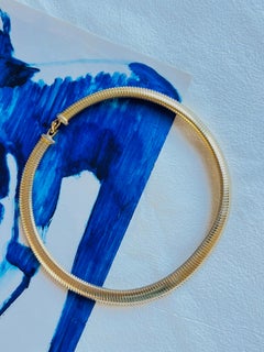 Christian Dior Vintage 1980s Ribbed Omega Snake Chunky Collar Choker Necklace