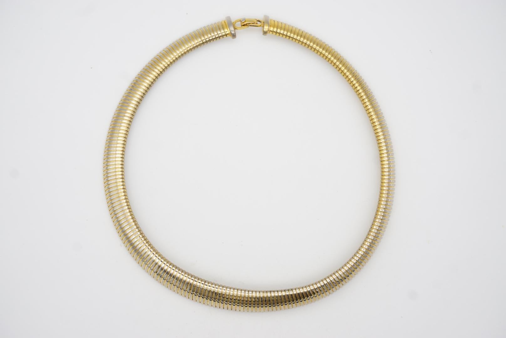 Christian Dior Vintage 1980s Ribbed Omega Snake Chunky Collar Choker Necklace 3