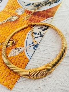 Christian Dior Vintage 1980s Ribbed Omega Snake Ripple Chunky Choker Necklace