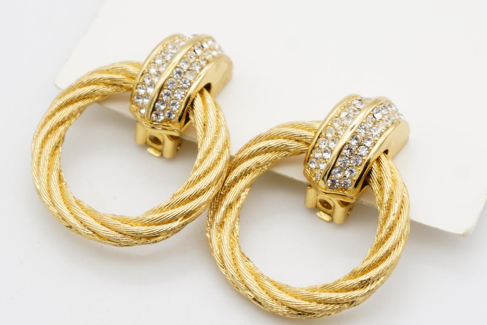 Christian Dior Vintage 1980s Rope Circle Hoop Crystals Statement Drop Earrings im Angebot 5
