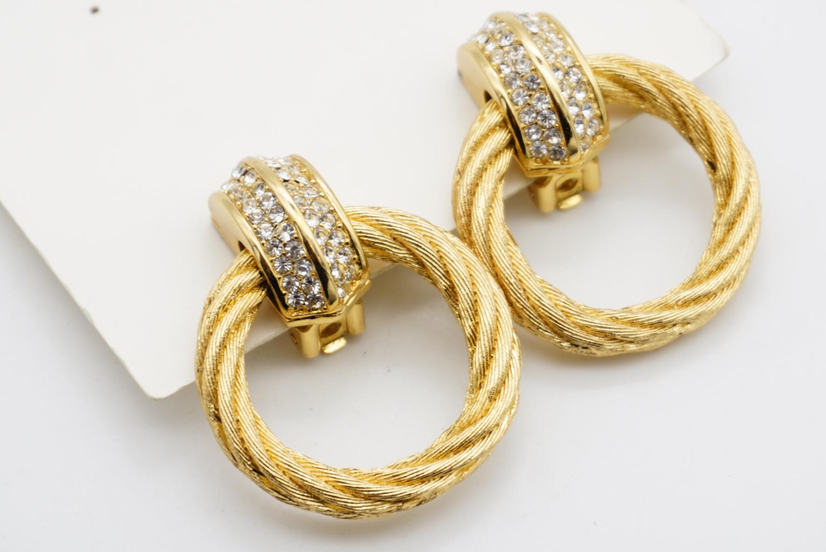 Christian Dior Vintage 1980s Rope Circle Hoop Crystals Statement Drop Earrings im Angebot 6