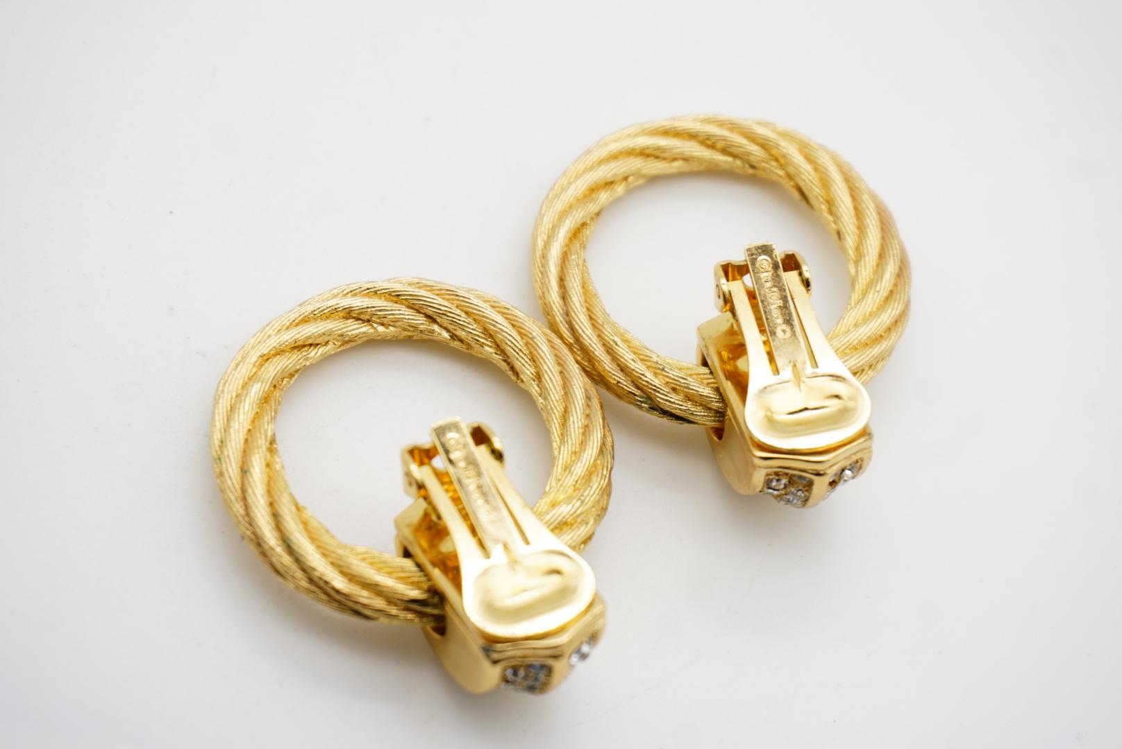 Christian Dior Vintage 1980s Rope Circle Hoop Crystals Statement Drop Earrings im Angebot 8