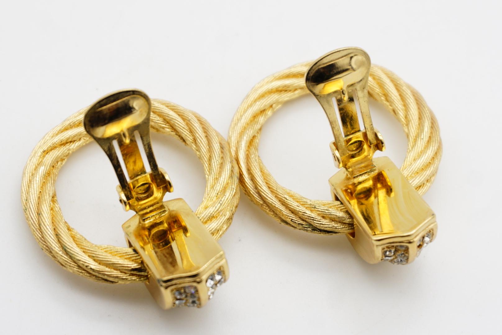 Christian Dior Vintage 1980s Rope Circle Hoop Crystals Statement Drop Earrings im Angebot 10