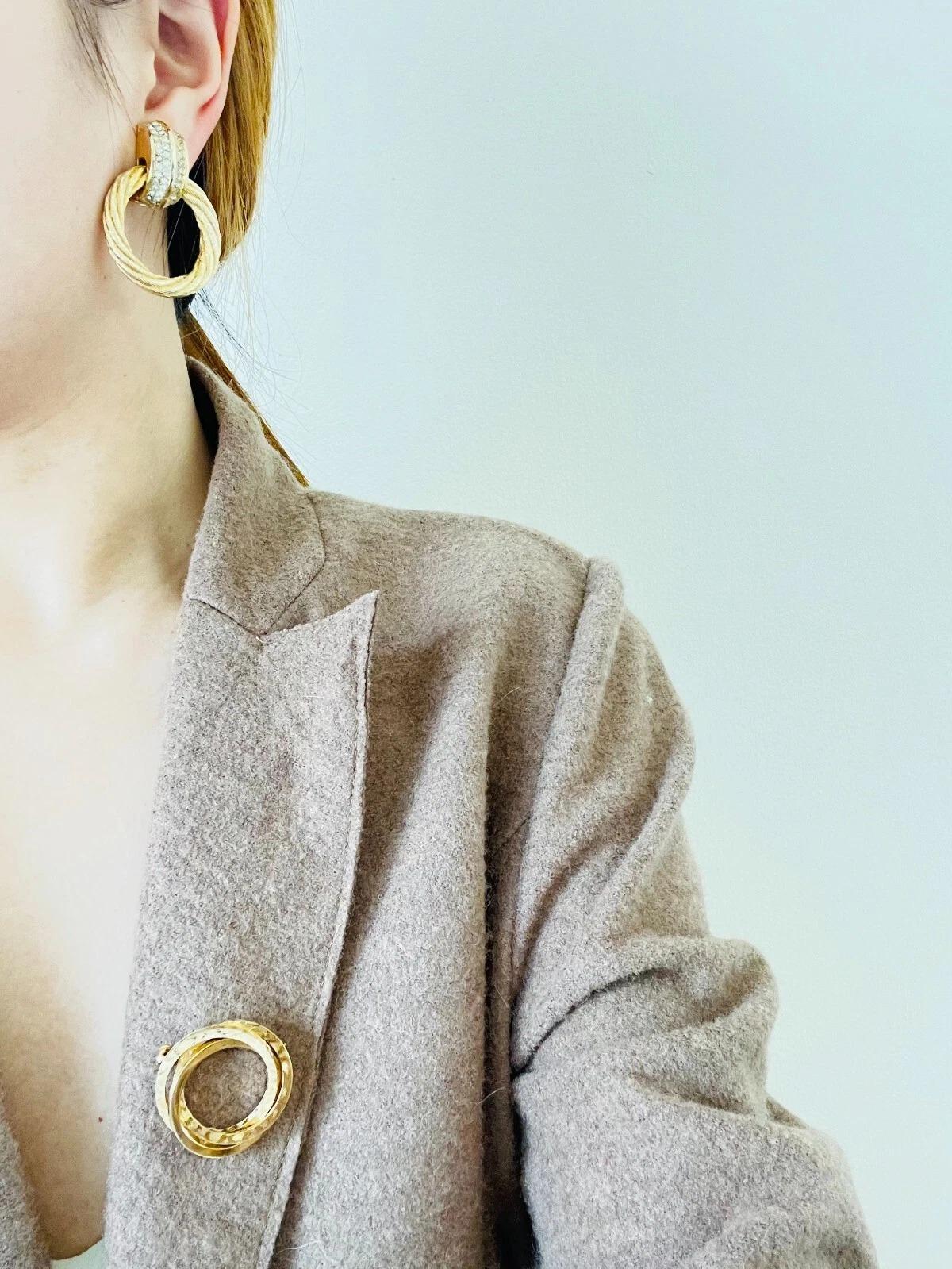 Christian Dior Vintage 1980s Rope Circle Hoop Crystals Statement Drop Earrings im Angebot 2