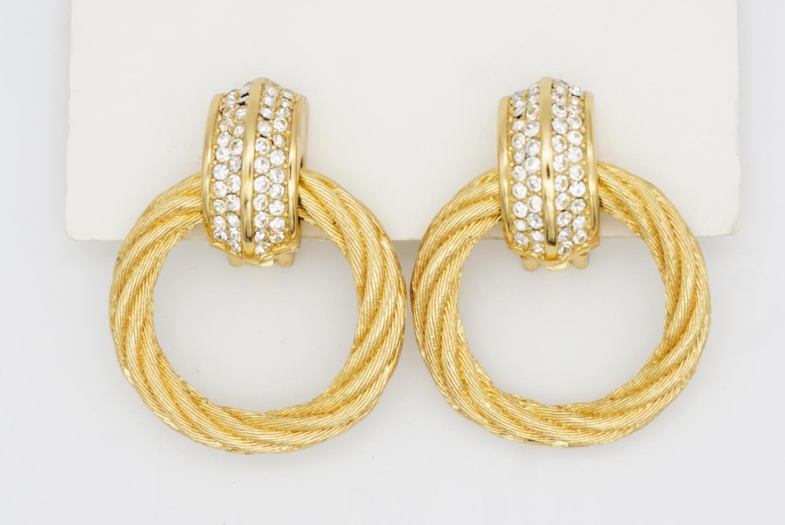 Christian Dior Vintage 1980s Rope Circle Hoop Crystals Statement Drop Earrings im Angebot 4