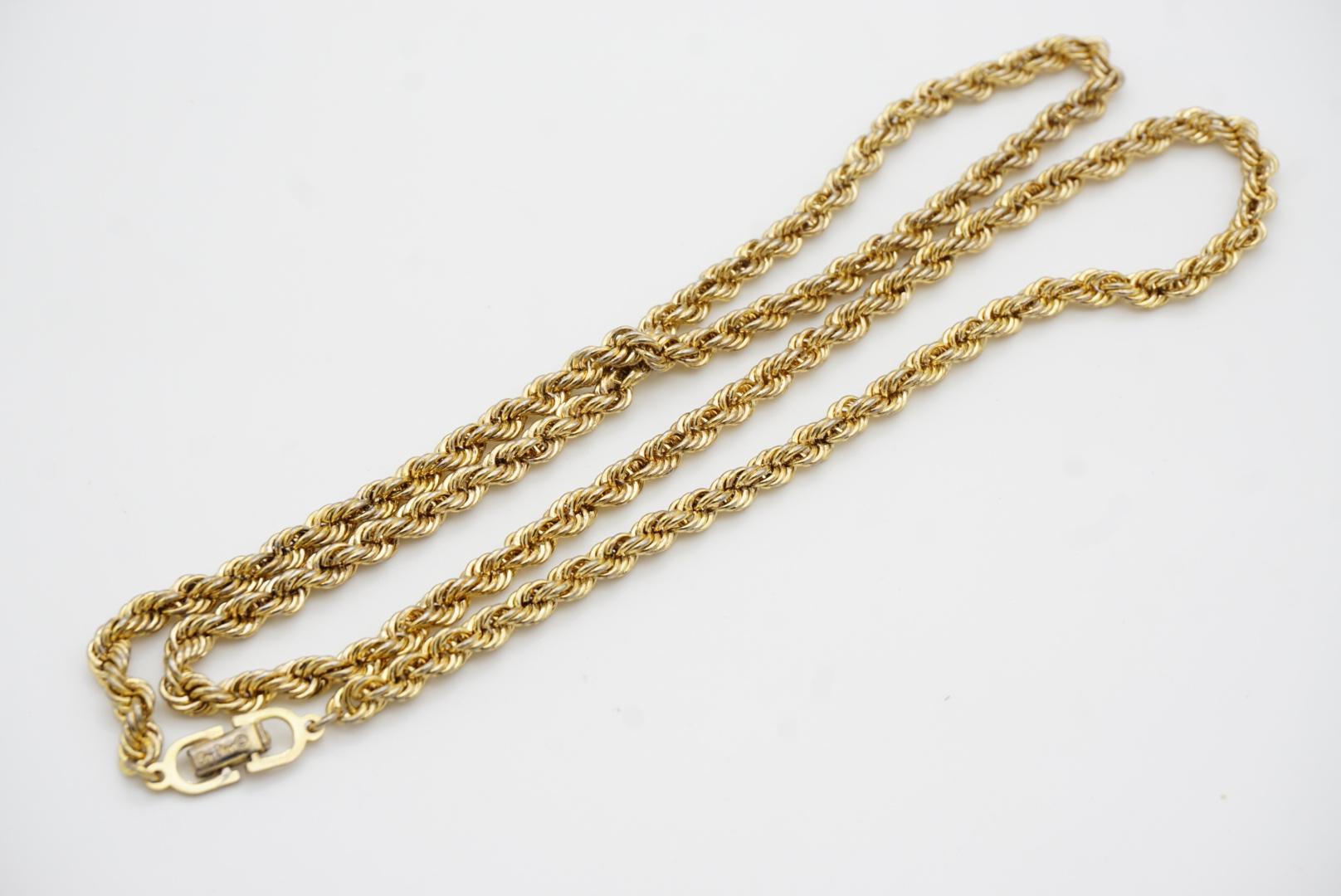 Christian Dior Vintage 1980s Rope Spiral Chain Versatile Long Necklace Bracelet For Sale 6