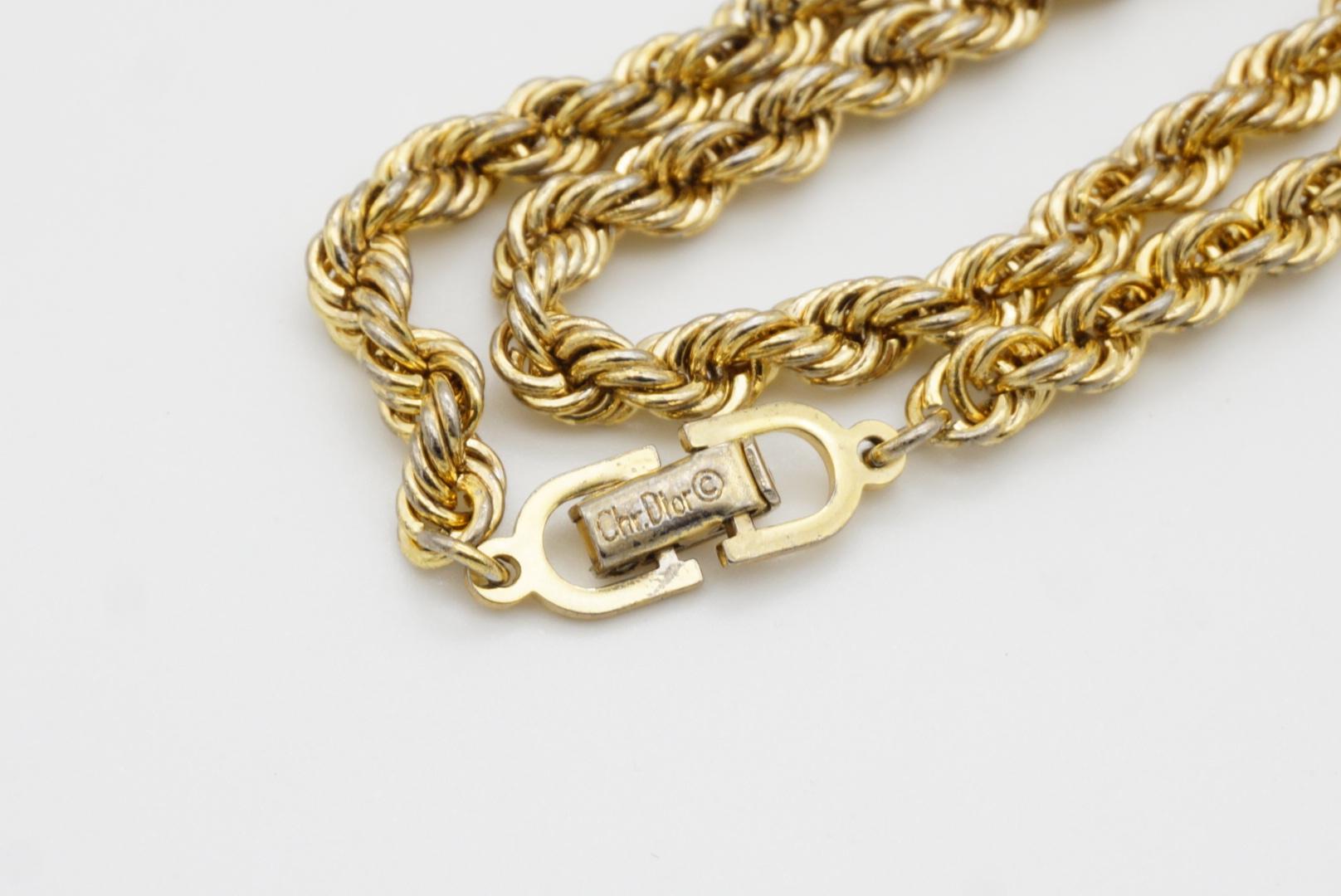 Christian Dior Vintage 1980s Rope Spiral Chain Versatile Long Necklace Bracelet For Sale 7