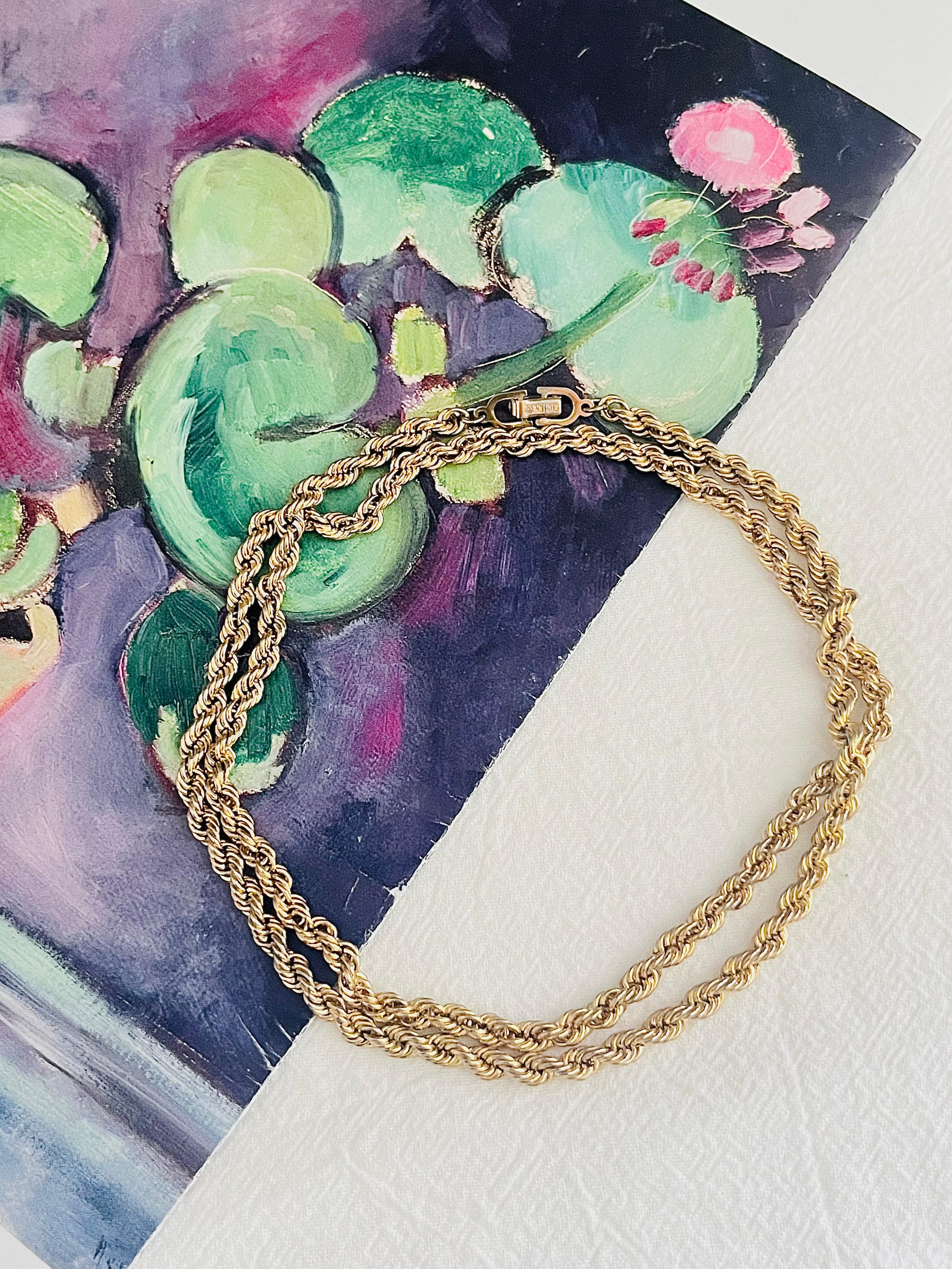 Art Deco Christian Dior Vintage 1980s Rope Spiral Chain Versatile Long Necklace Bracelet For Sale