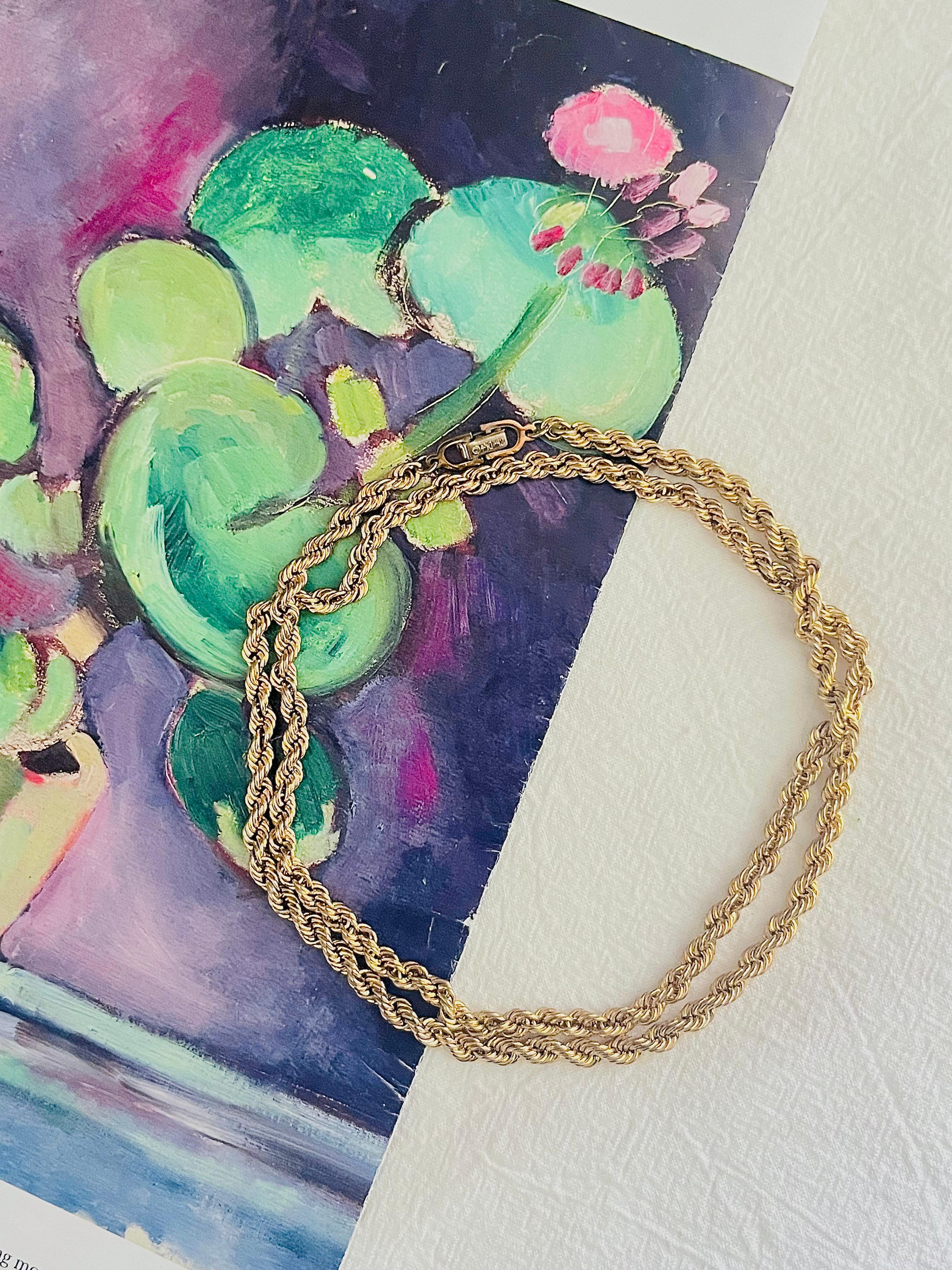 Christian Dior Vintage 1980s Rope Spiral Chain Versatile Long Necklace Bracelet In Good Condition For Sale In Wokingham, England