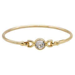 Christian Dior Vintage 1980s Round Crystal Interlocked Double D Bangle Bracelet