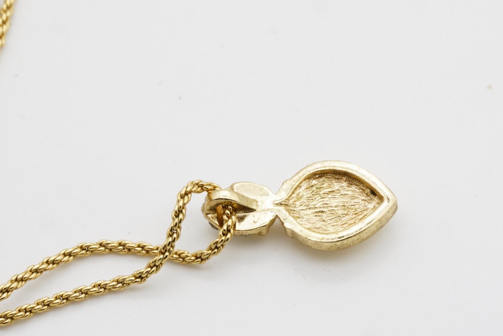 Christian Dior Vintage 1980s Sapphire Crystals Water Tear Drop Pendant Necklace For Sale 9
