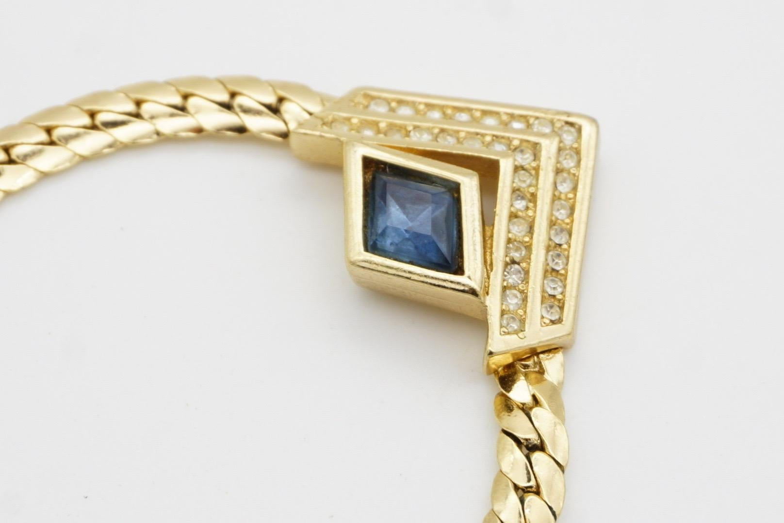 Christian Dior Collana vintage anni '80 con zaffiro, diamante e cristalli a doppio triangolo in vendita 5