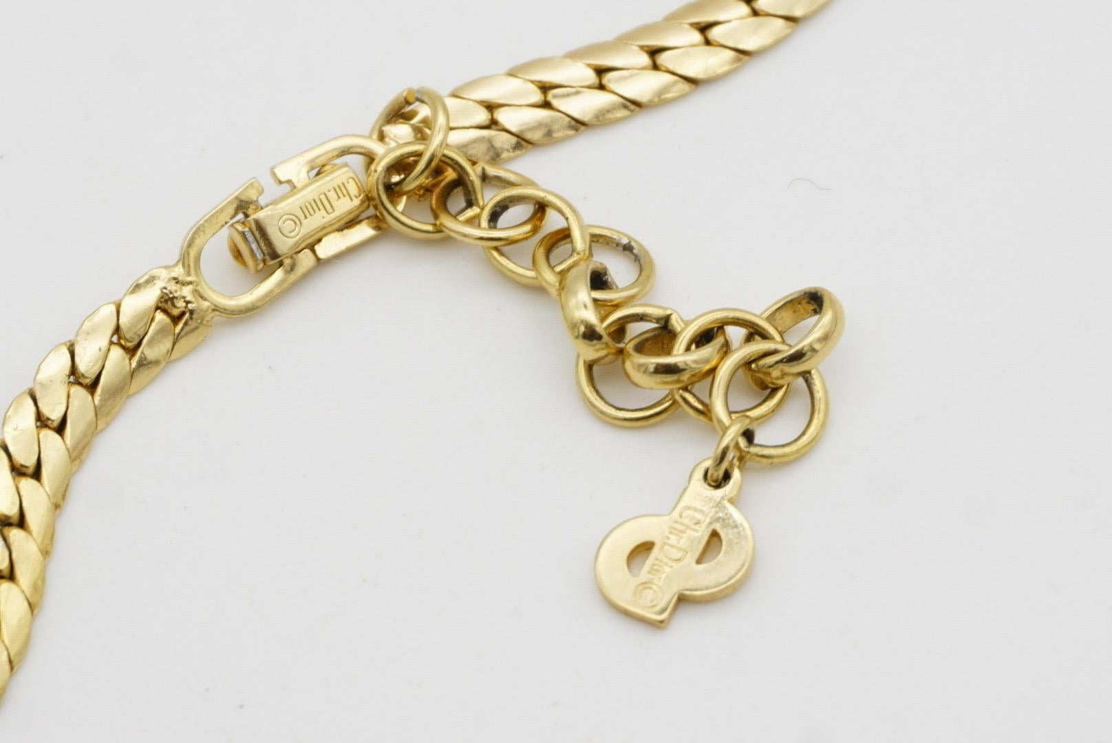 Christian Dior Collana vintage anni '80 con zaffiro, diamante e cristalli a doppio triangolo in vendita 7