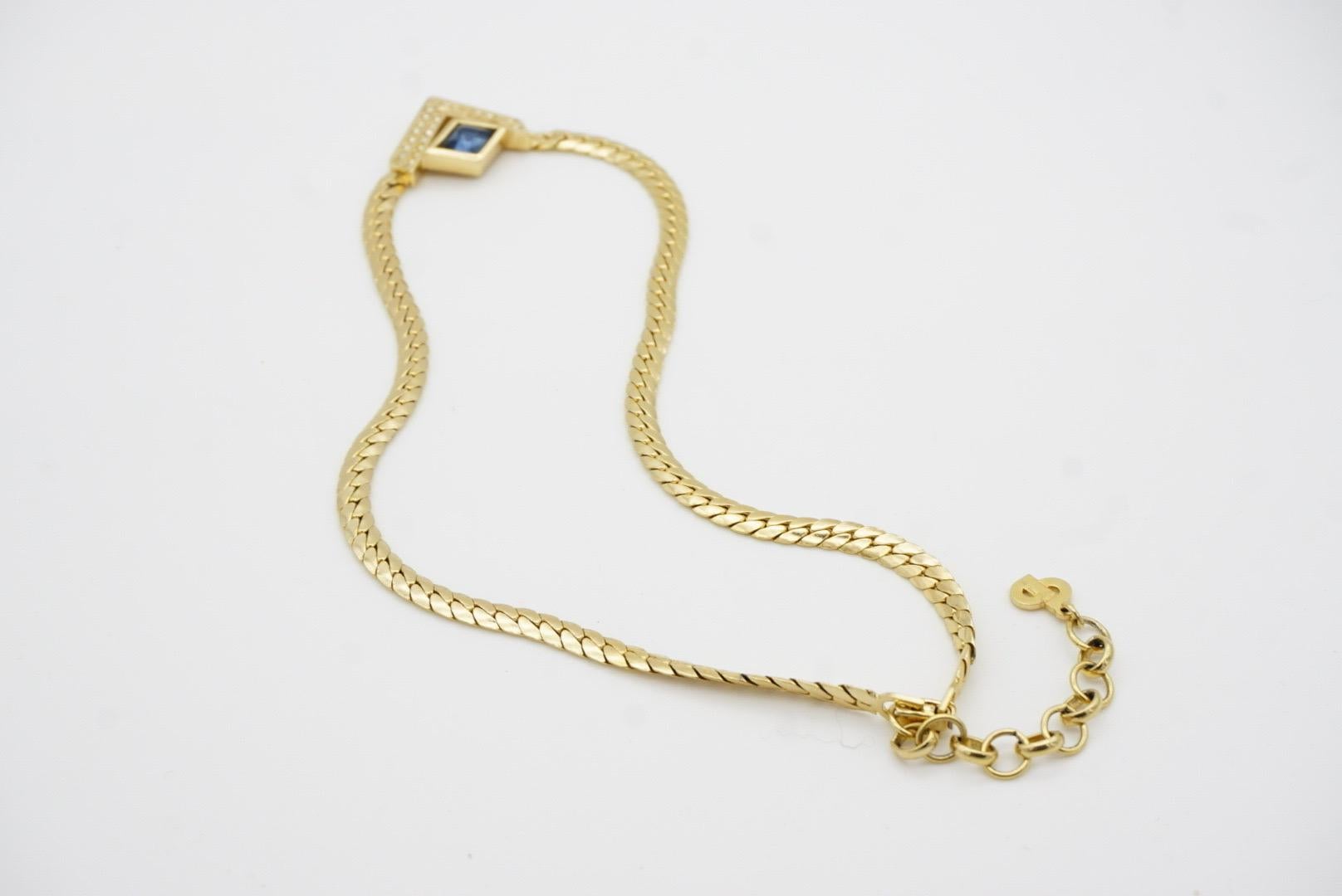 Christian Dior Collana vintage anni '80 con zaffiro, diamante e cristalli a doppio triangolo in vendita 8