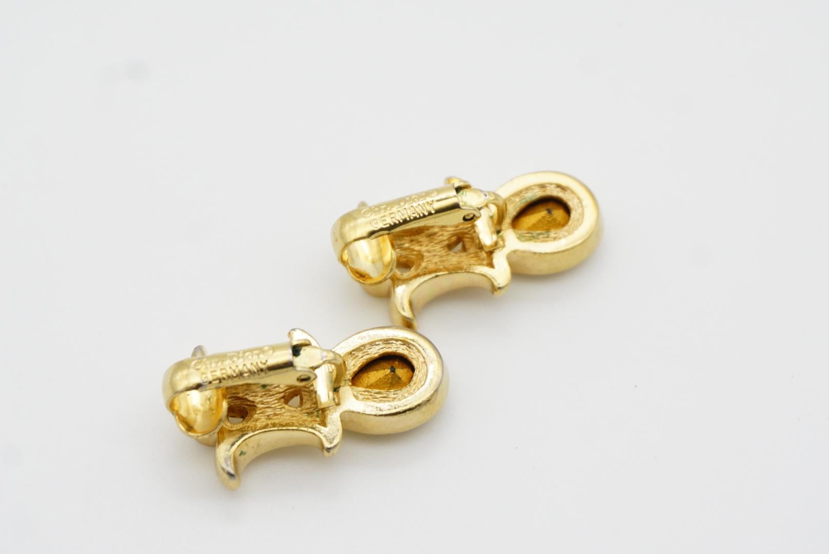 Christian Dior Vintage 1980s Sapphire Double Crystals Moons Water Drop Earrings For Sale 7