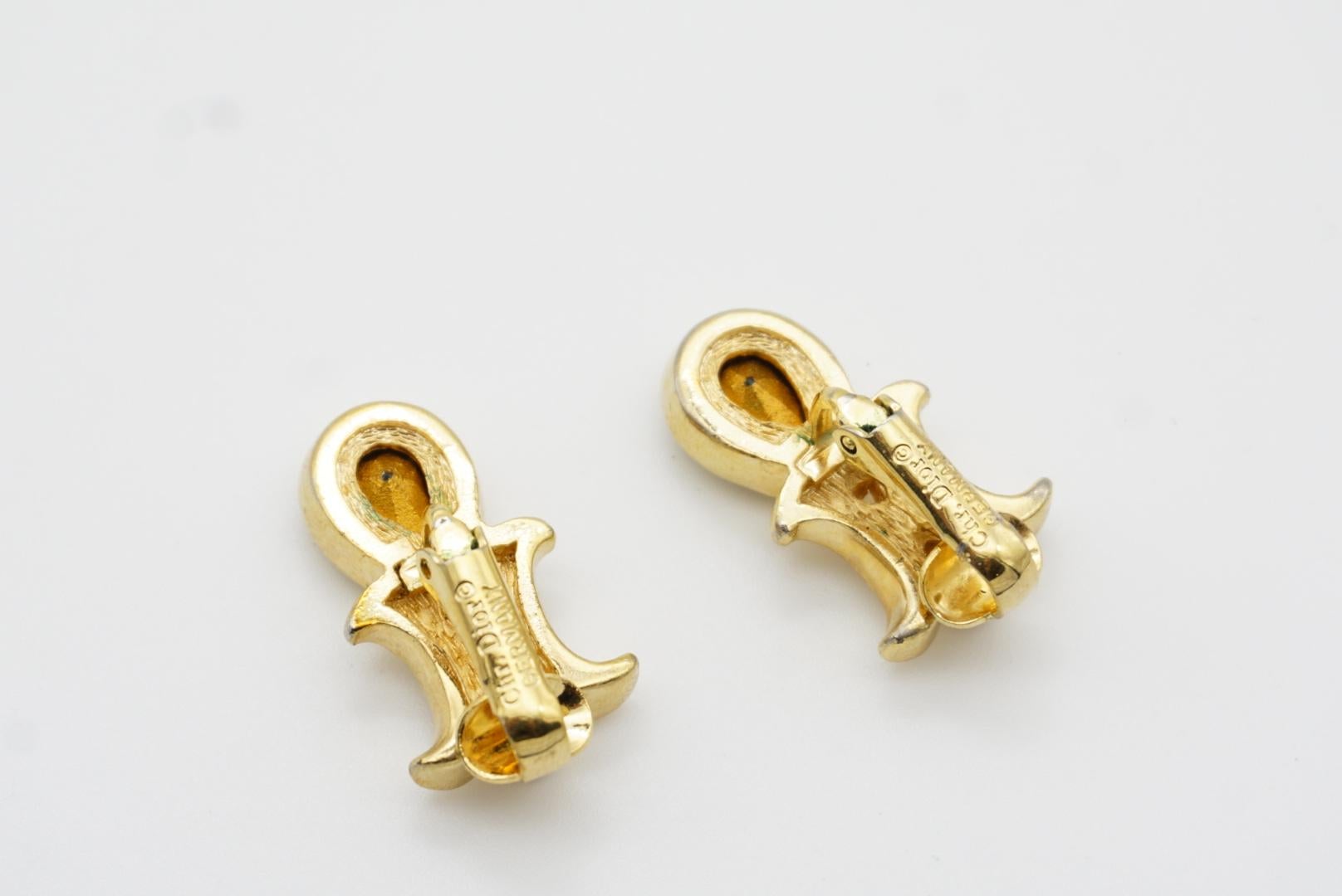 Christian Dior Vintage 1980s Sapphire Double Crystals Moons Water Drop Earrings For Sale 8