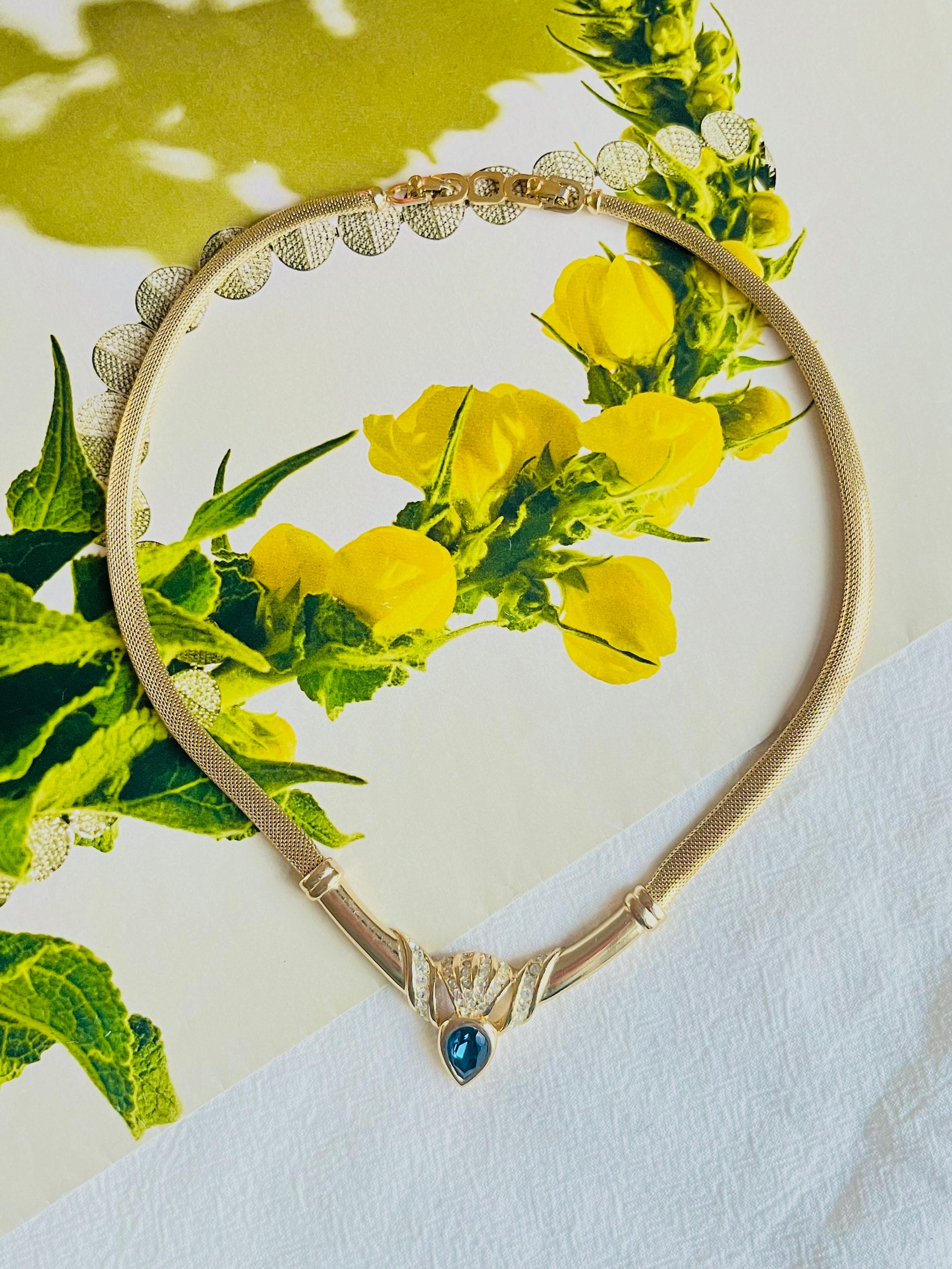 Women's Christian Dior Vintage 1980s Sapphire Water Tear Drop Openwork Pendant Necklace For Sale