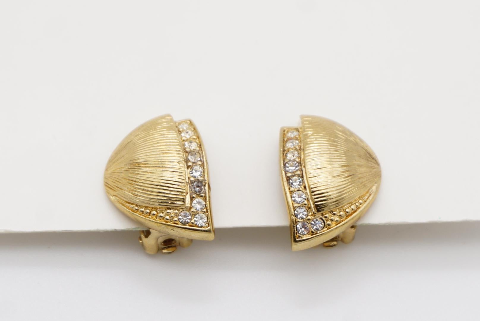 Christian Dior Vintage 1980s Semi Circle Shell Triangle Crystals Wing Earrings For Sale 5