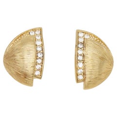 Christian Dior Vintage 1980s Semi Circle Shell Triangle Crystals Wing Earrings