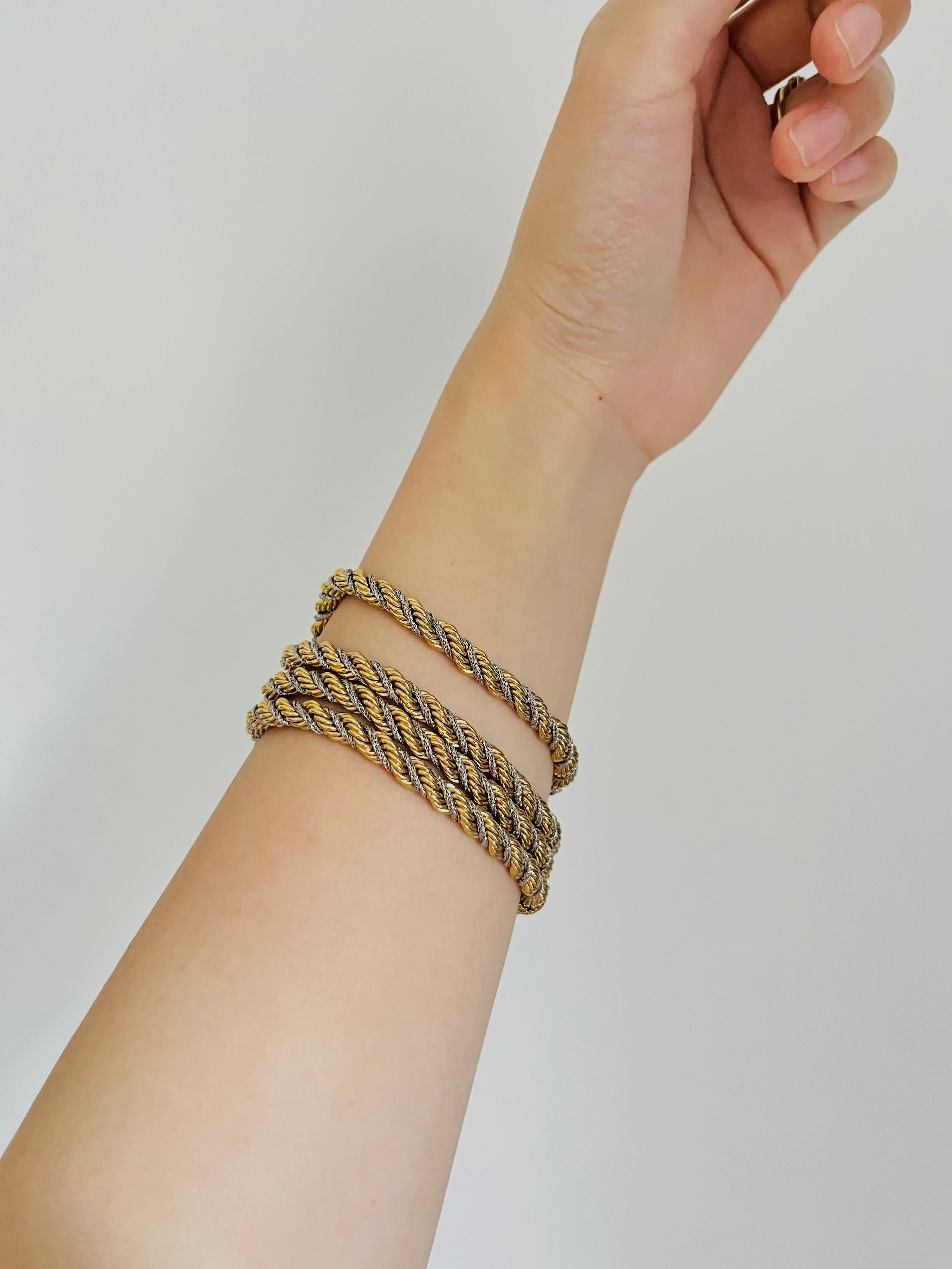 Christian Dior Vintage 1980er Jahre Silber Gold Spiral Chunky Rope Kette Lange Halskette 5