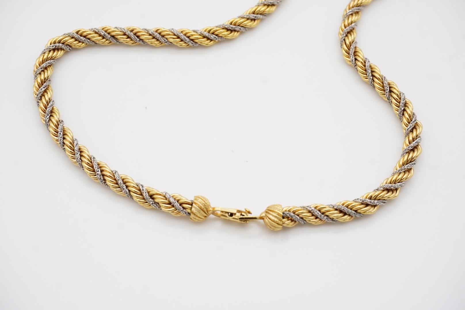 Christian Dior Vintage 1980er Jahre Silber Gold Spiral Chunky Rope Kette Lange Halskette 8