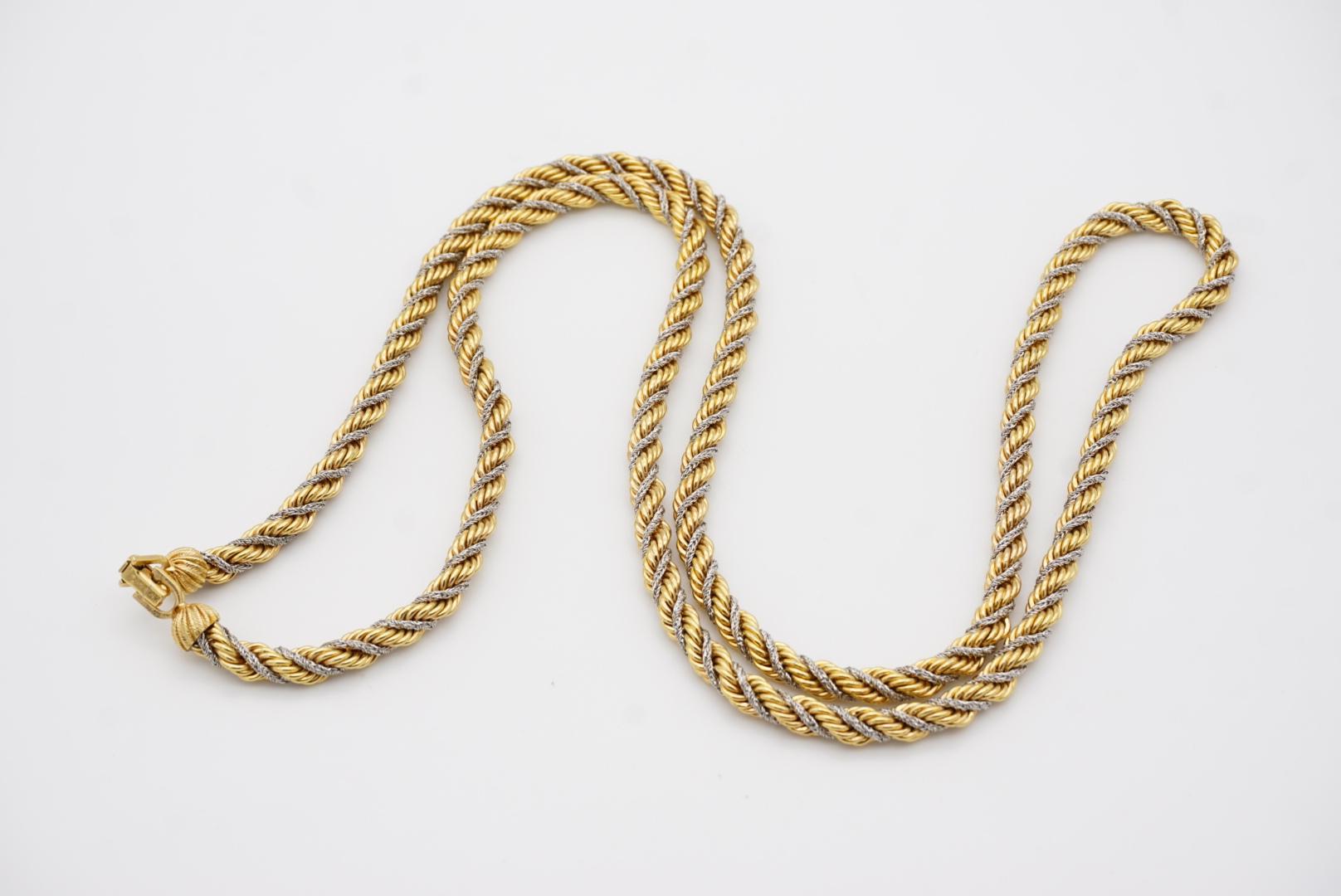 Christian Dior Vintage 1980er Jahre Silber Gold Spiral Chunky Rope Kette Lange Halskette 10