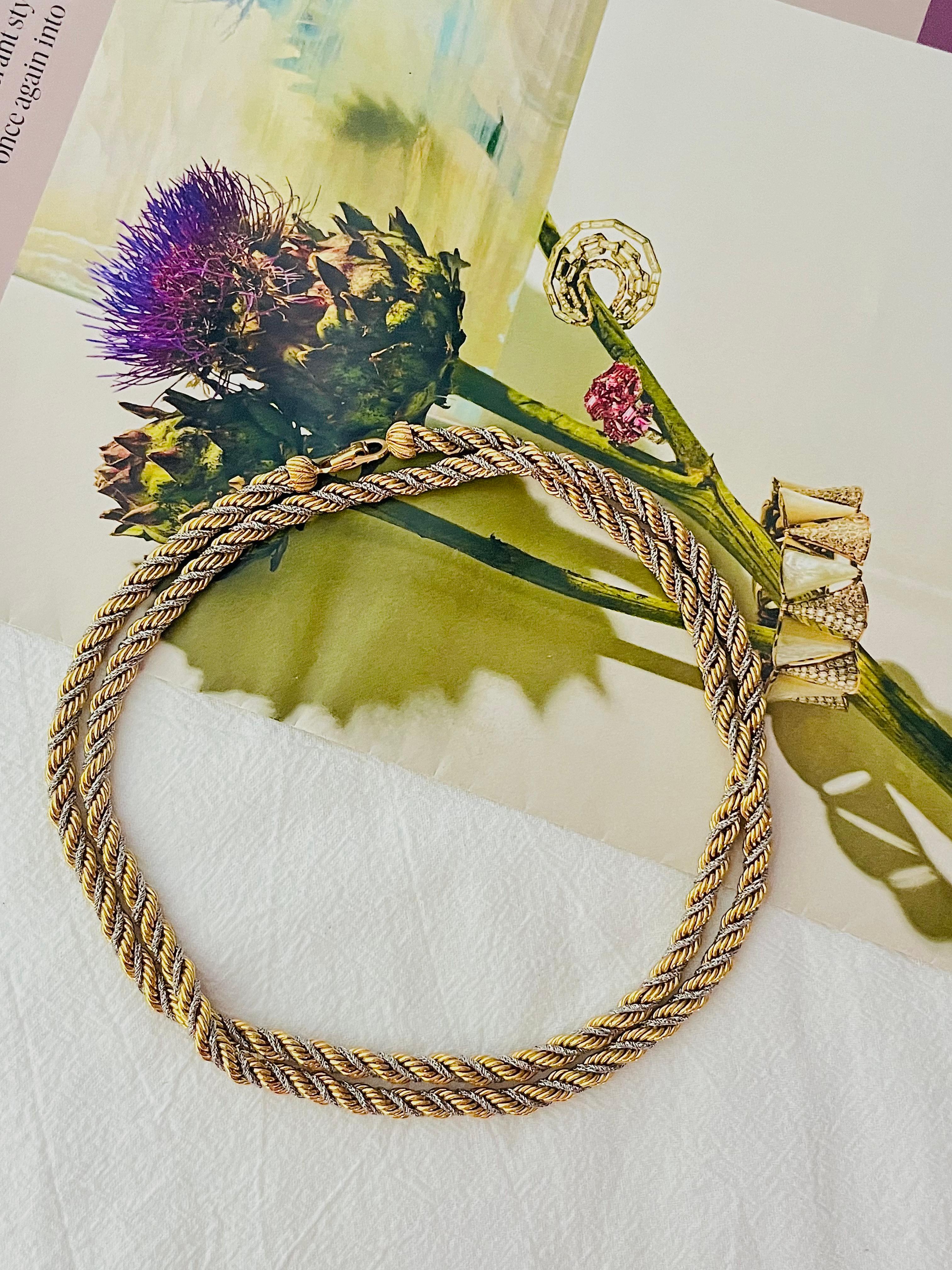 Christian Dior Vintage 1980s Unisex vielseitig zwei Schatten Silber Gold Spirale klobig Erklärung Seil Kette lange Halskette Armband

Sehr guter Zustand. Ganz neu. 100% echt.

Ein Unikat. Signiert an der Schließe. Man kann es auch als Armband tragen