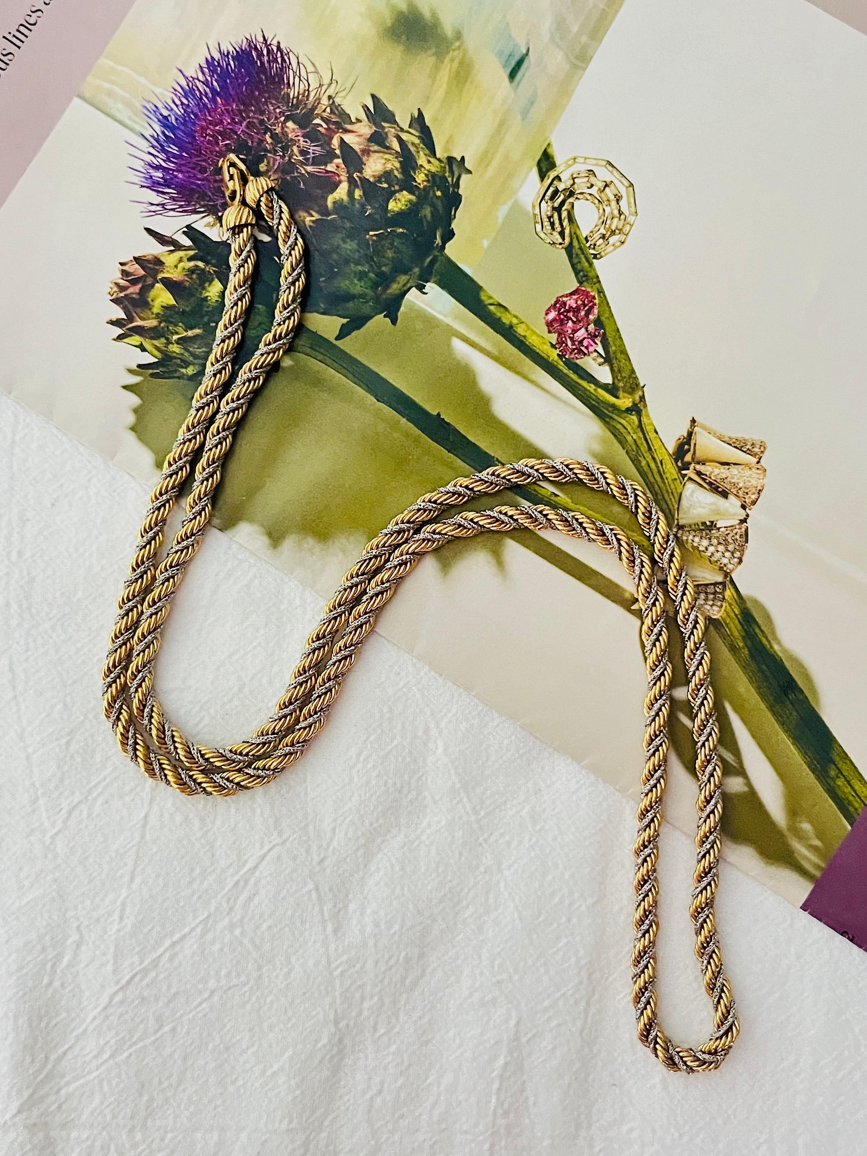 Christian Dior Vintage 1980er Jahre Silber Gold Spiral Chunky Rope Kette Lange Halskette (Art déco)