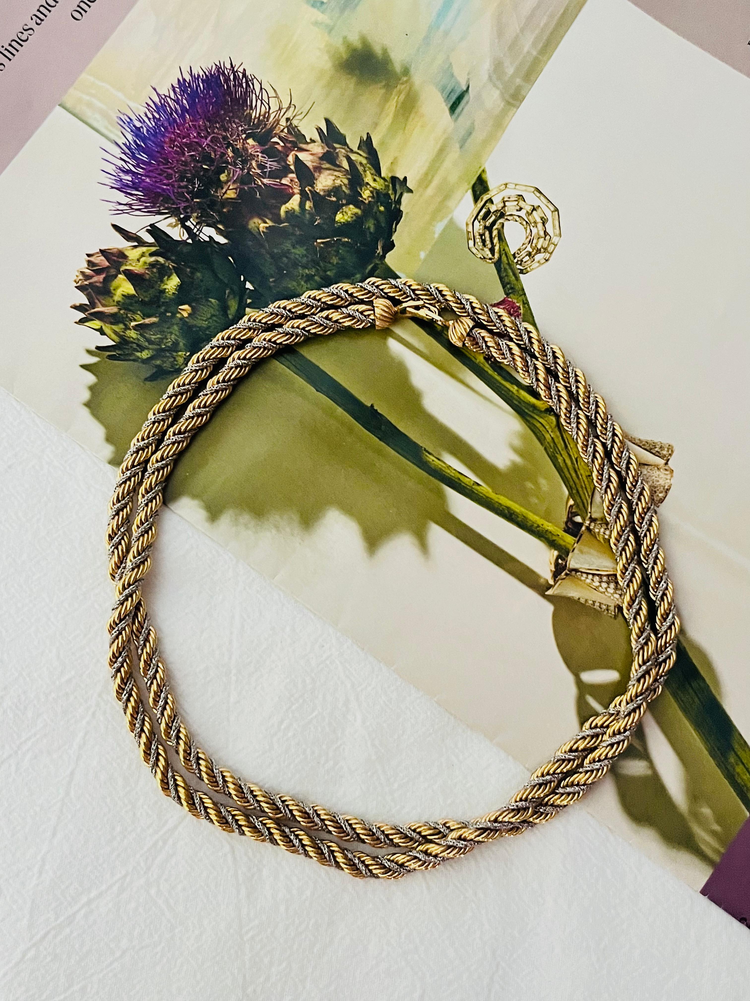 Christian Dior Vintage 1980er Jahre Silber Gold Spiral Chunky Rope Kette Lange Halskette im Zustand „Hervorragend“ in Wokingham, England
