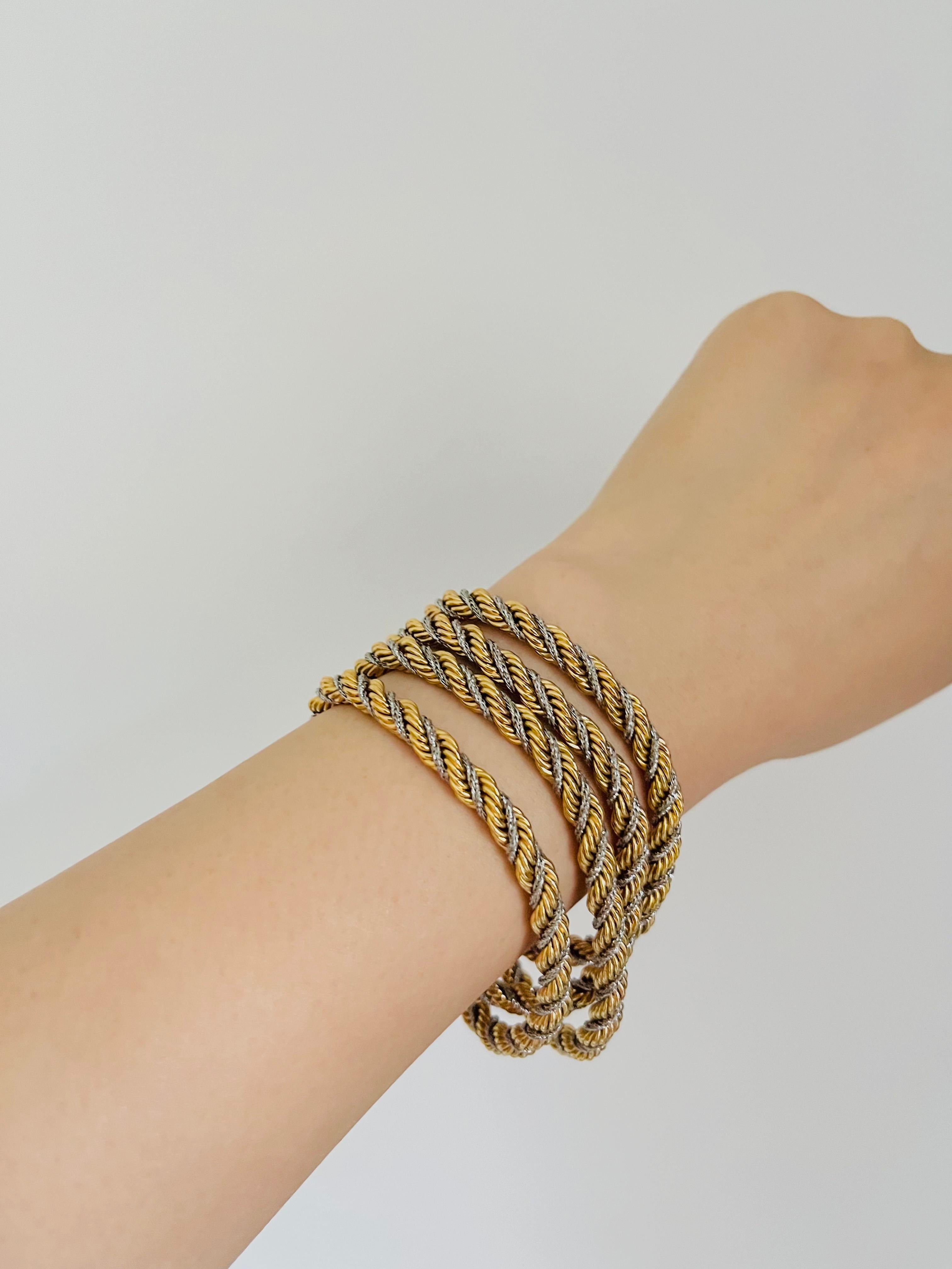 Christian Dior Vintage 1980er Jahre Silber Gold Spiral Chunky Rope Kette Lange Halskette 4