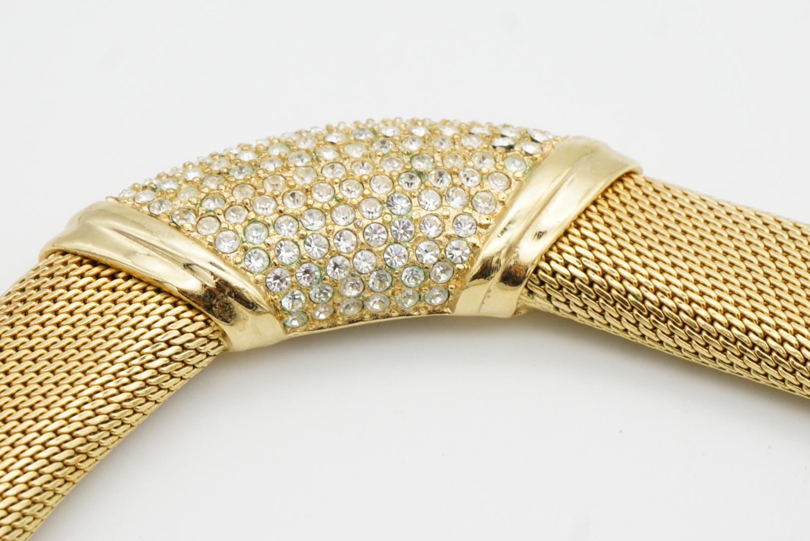 Christian Dior Vintage Años 80 Cristales Centelleantes Amplio Collar Omega de Malla Tejida en venta 7